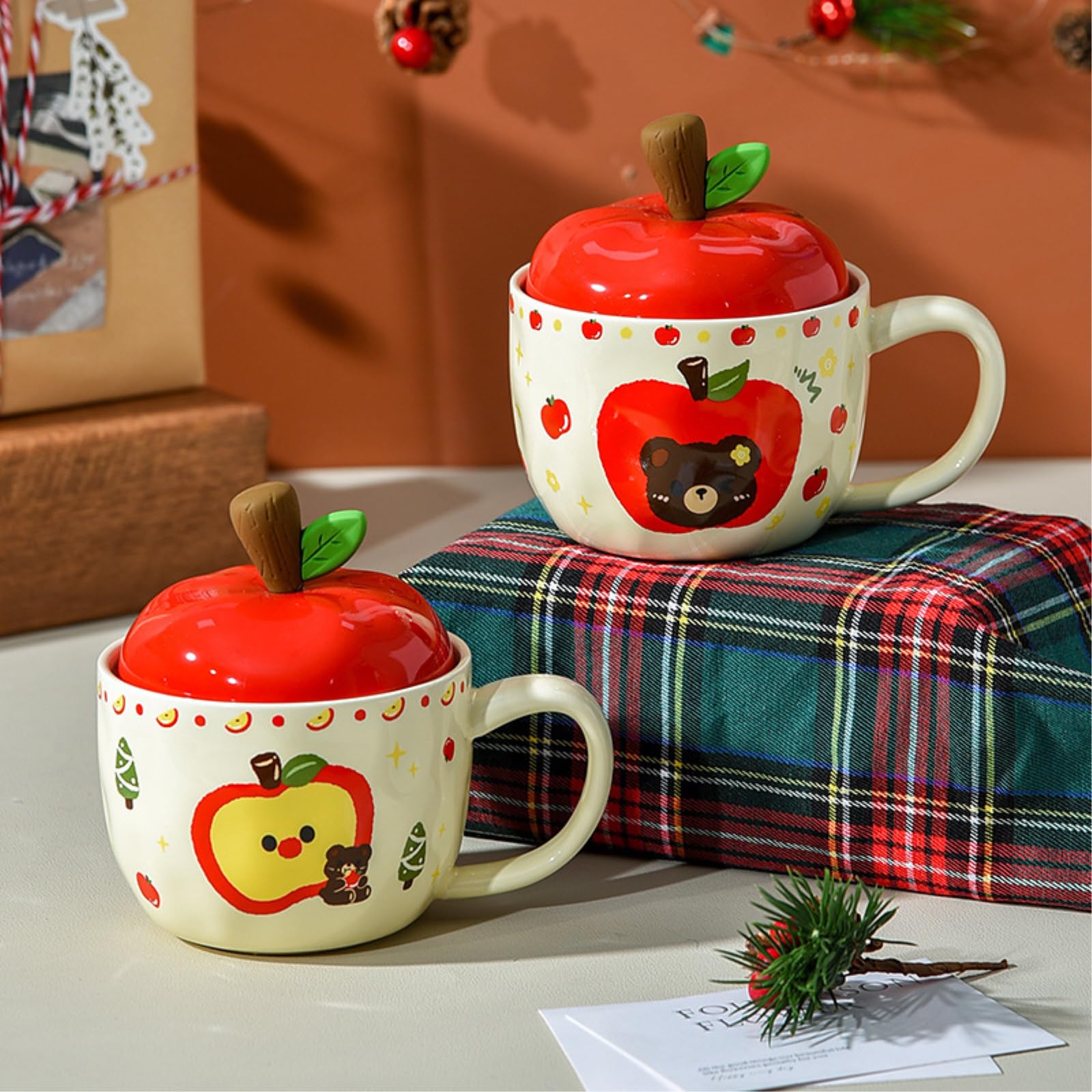 Taza de Navidad de 420 ml con tapa, 420 ml