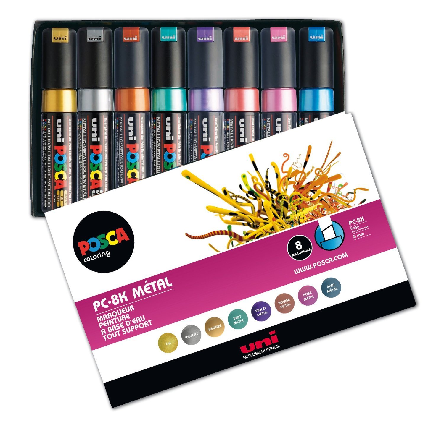 Posca PC8K / 8 METAL 09 Recuadro 8 Assorted Marcadores