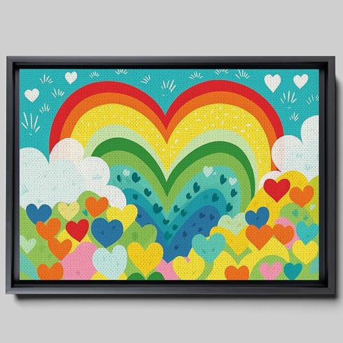 Boho Nursery Wall, Rainbow Wall Decor Prints Art, Heart Art prints, Toddler Bedroom Bathroom Room Playroom Classroom Cute Modern Boho Print