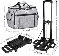 Vista 5 de CAB55 Estuche enrollable para máquina de coser, estuche de transporte desmontable con ruedas, bolsa de transporte con fondo extraíble de madera