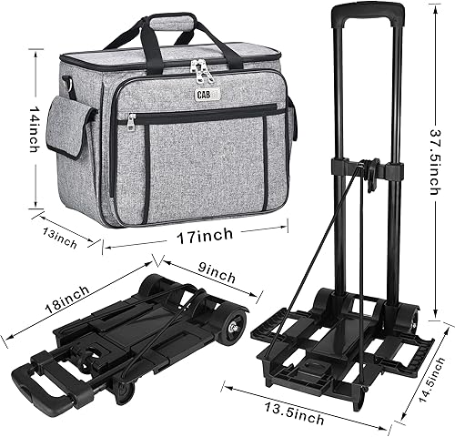 Miniatura 5 de CAB55 Estuche para máquina de coser rodante, funda de transporte desmontable para máquina de coser con ruedas, bolsa de mano con tablero de madera