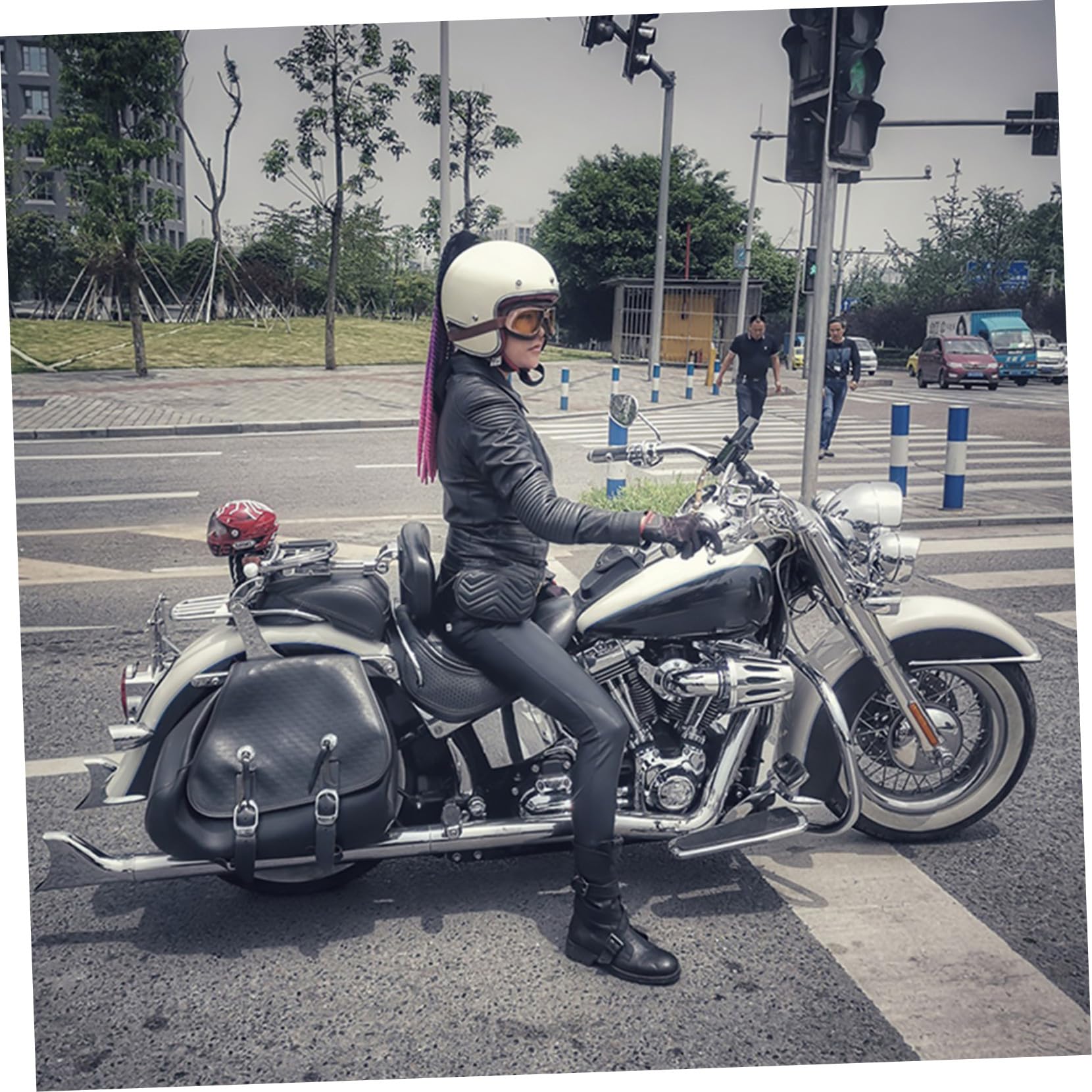 SOLUSTRE Warkocz Na Akcesoria Do Kasku Motocyklowego Dekoracja Kasku Motocyklowego Ozdoba Na Motocyklowy Ozdoba Na Dekoracja Kasku Peruka Na Motocyklowy Naklejka Na