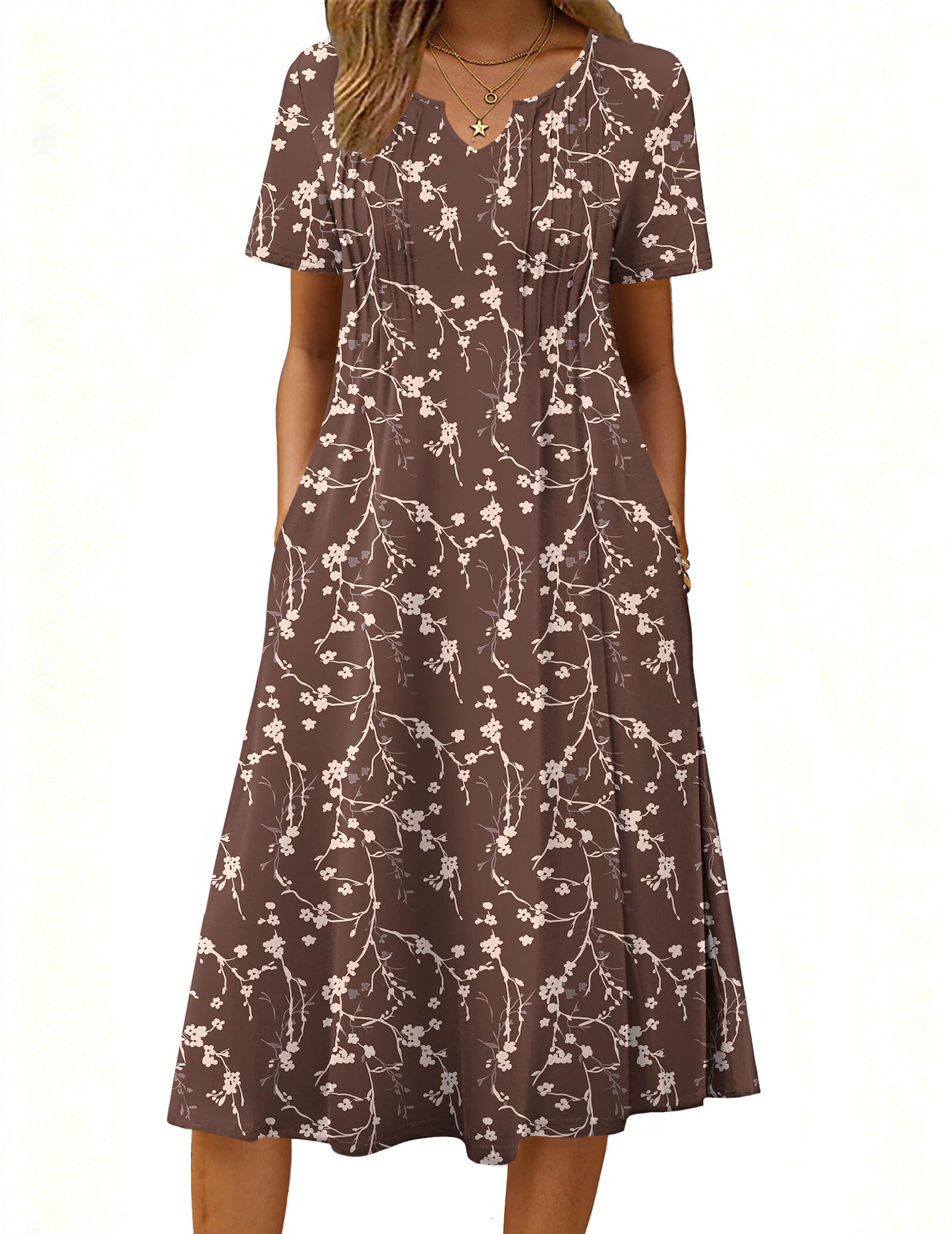 Zeagoo Short Sleeve A-Line Midi