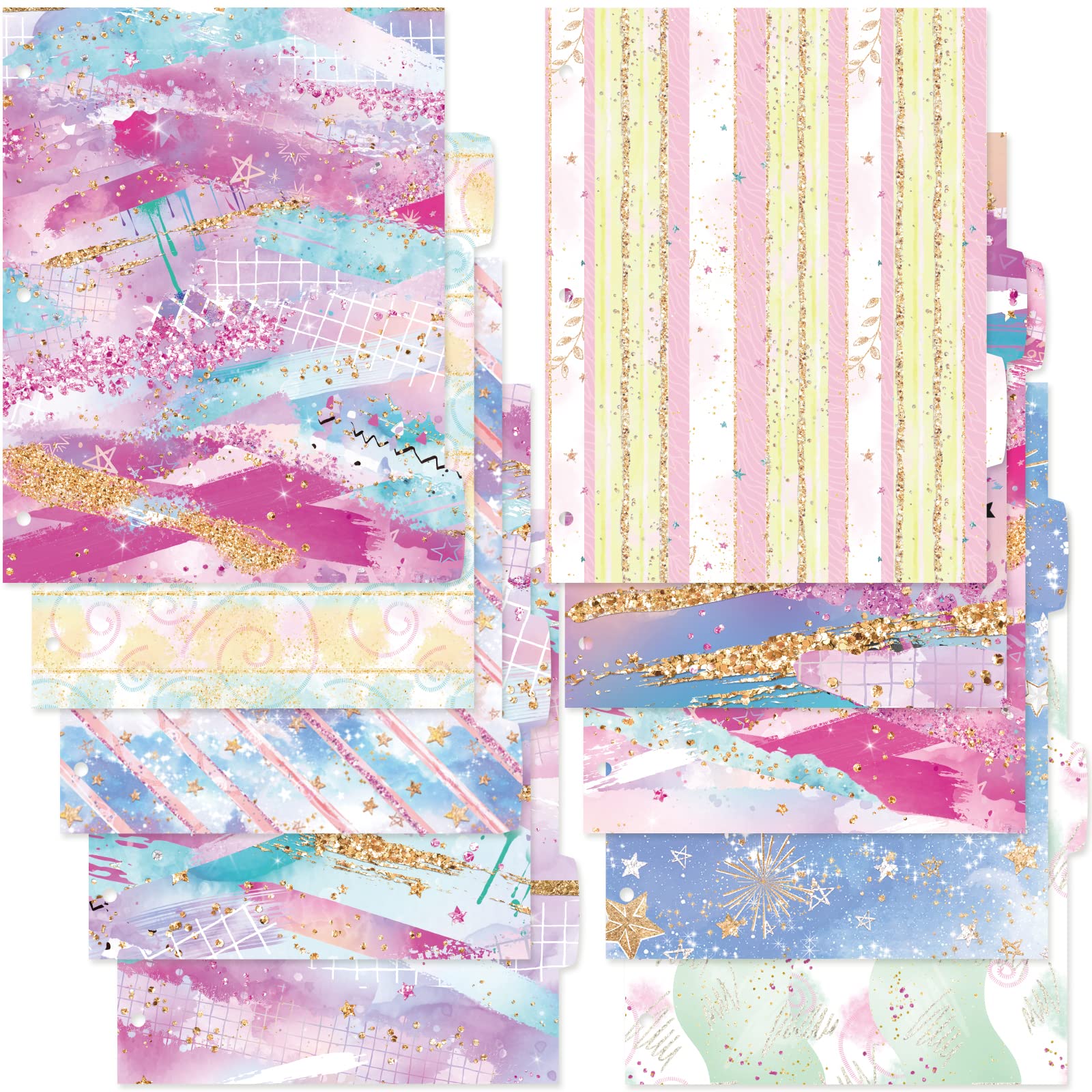 3 Ring Binder Dividers with Tabs 20 PCS Fashion Bright Color Paper Insertable Dividers