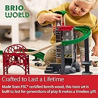 Vista 9 de BRIO World Lift & Load Warehouse Set - Juego de tren de madera de 32 piezas, funciona con todos los juegos de ferrocarriles de madera, incluye