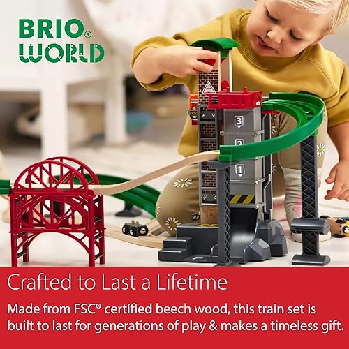 Vista 9 de Juego Brio World 33887 de 32 piezas, de juguete, tren con accesorios y pistas de madera, para niño a partir de 3 años