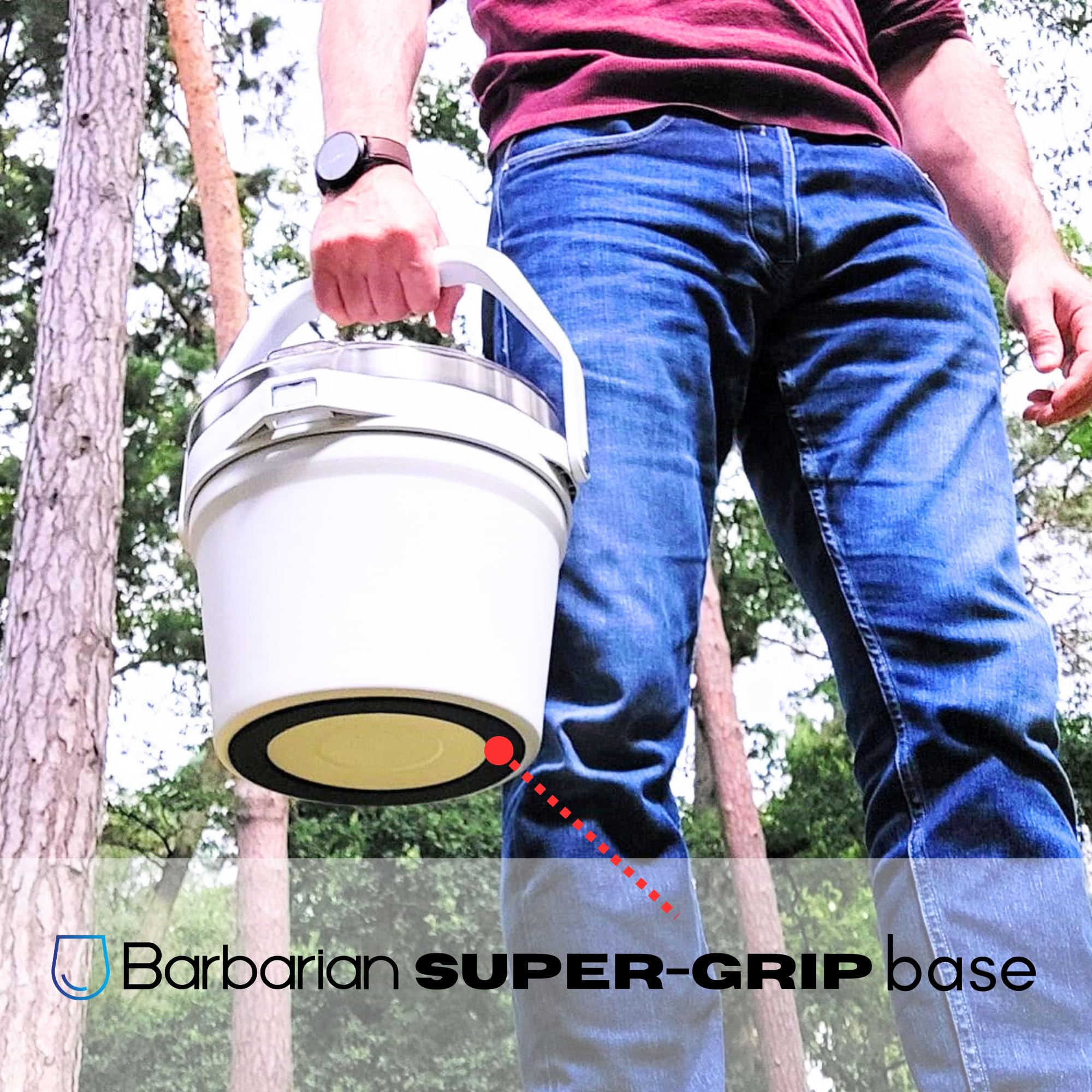 Barbarian - Cubo de hielo aislado al vacío de doble pared con tapa, capacidad extra grande de 7 litros con cuchara de hielo y abridor de botellas integrado, color blanco