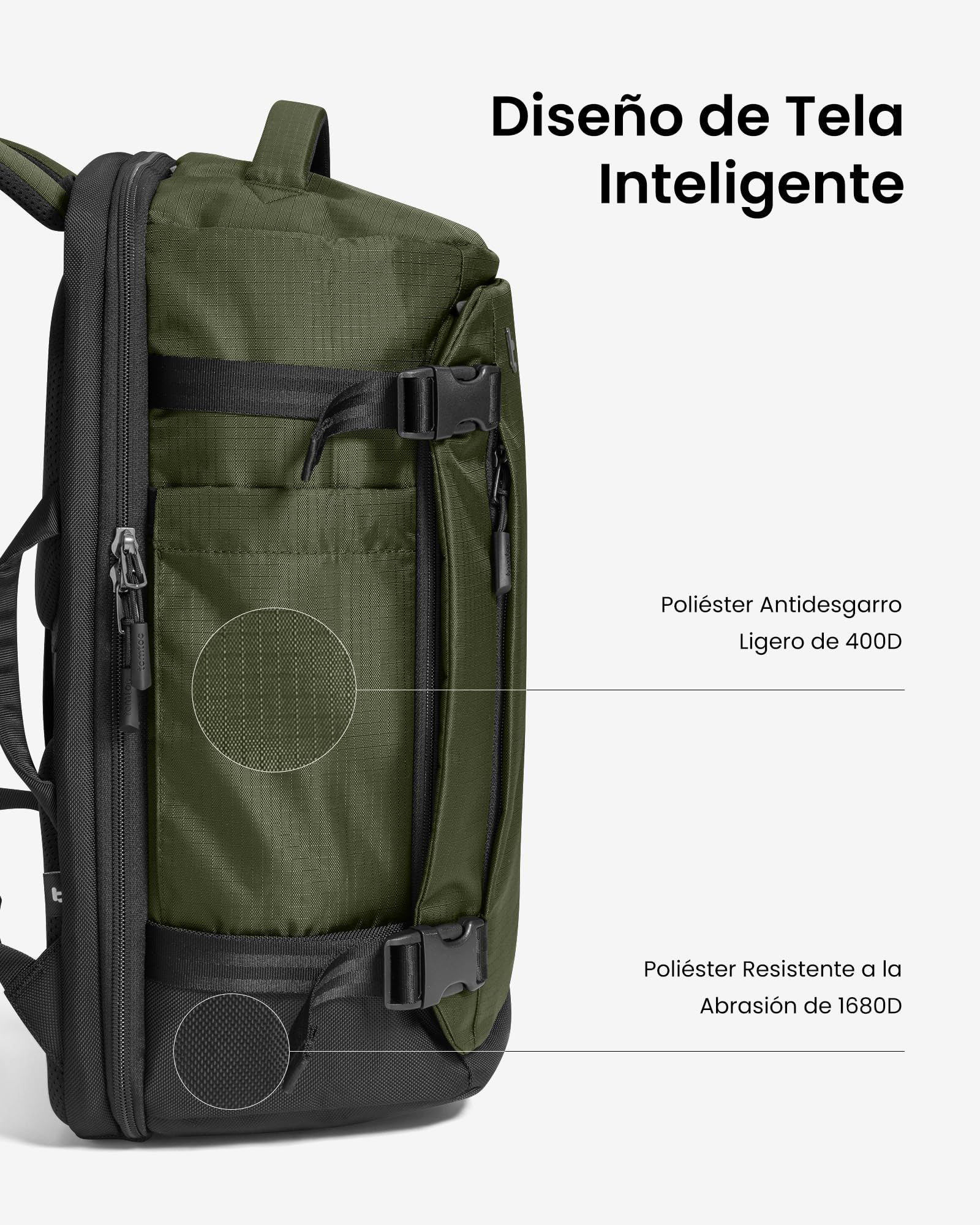 tomtoc Mochila de Viaje 40L, Mochila Viaje Cabina Avion TSA, Mochila Equipaje de Mano Impermeable, Business Travel Backpack Ligera para Portátil 17,3" Hombre Mujer, Grande Weekender Travel Backpack