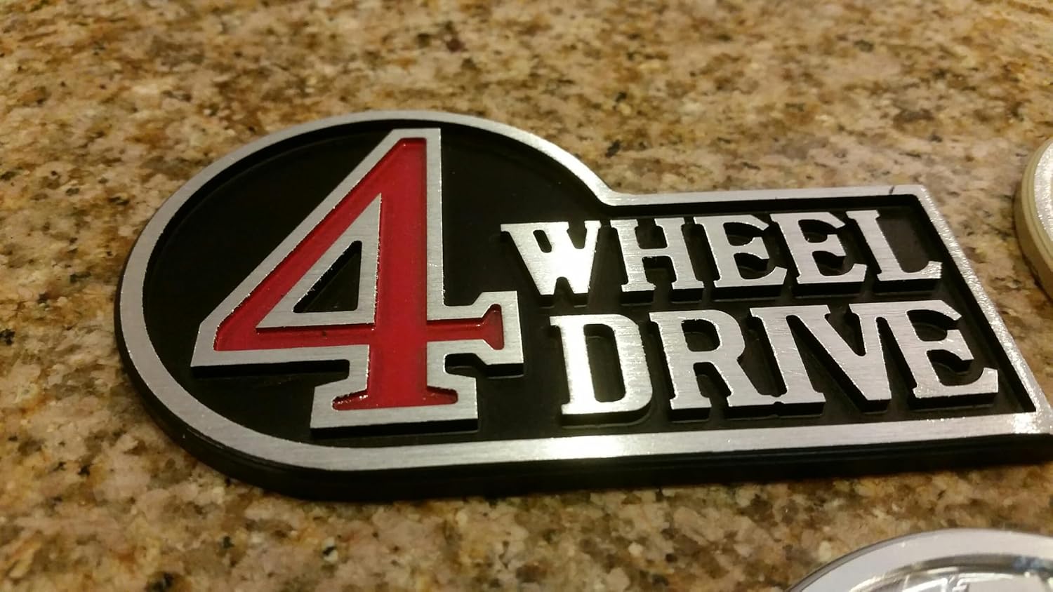 Retro 4 Wheel Drive Emblem (Black and Silver)