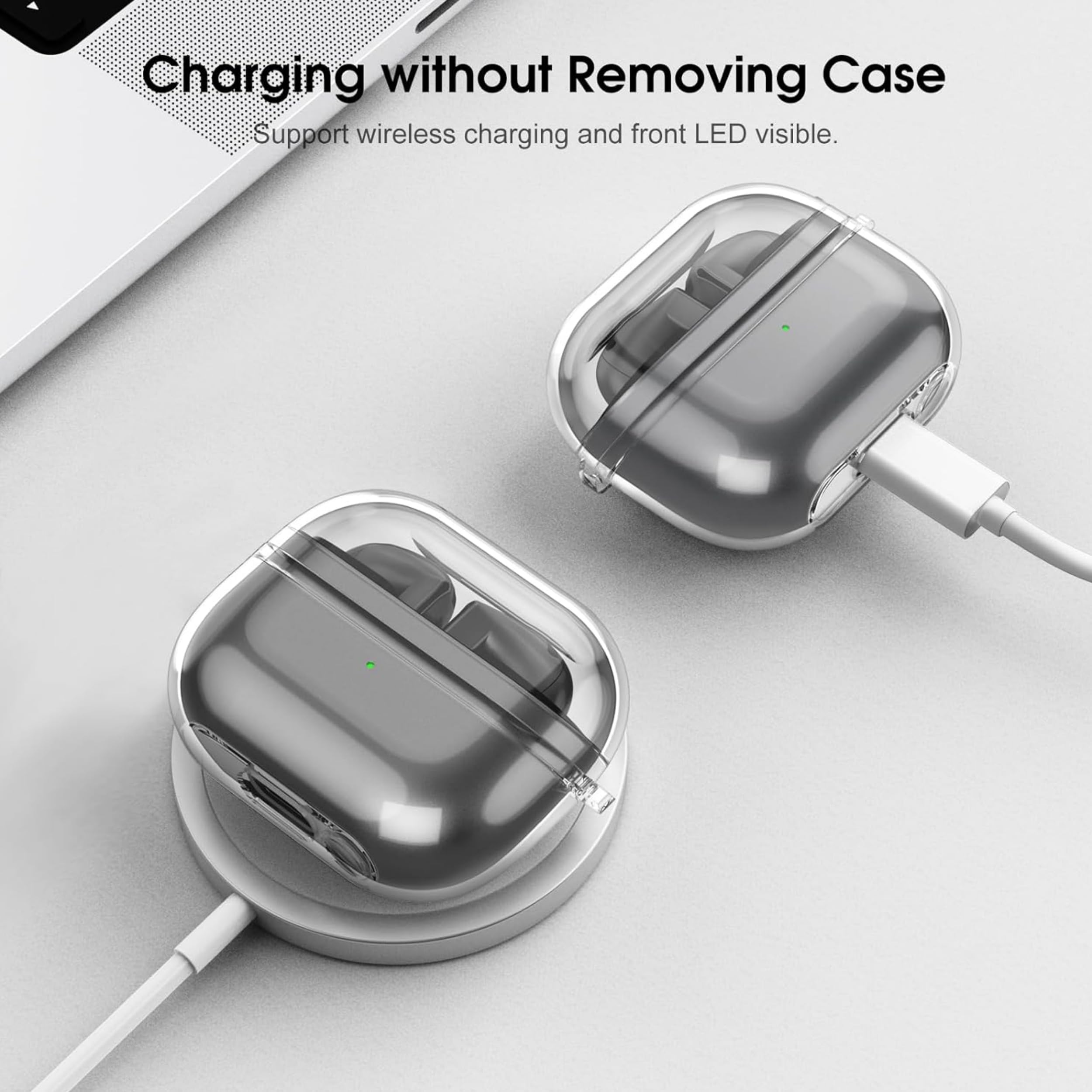 EWEC Samsung Galaxy Buds3 / Galaxy Buds3 Pro ve Galaxy Buds3 FE Uyumlu Şeffaf Premium Kulaklık Kılıfı, Silikon Kulaklık İpi ve 3'ü 1 Arada Bluetooth Kulaklık Temizleme Kalemi Seti (Şeffaf)