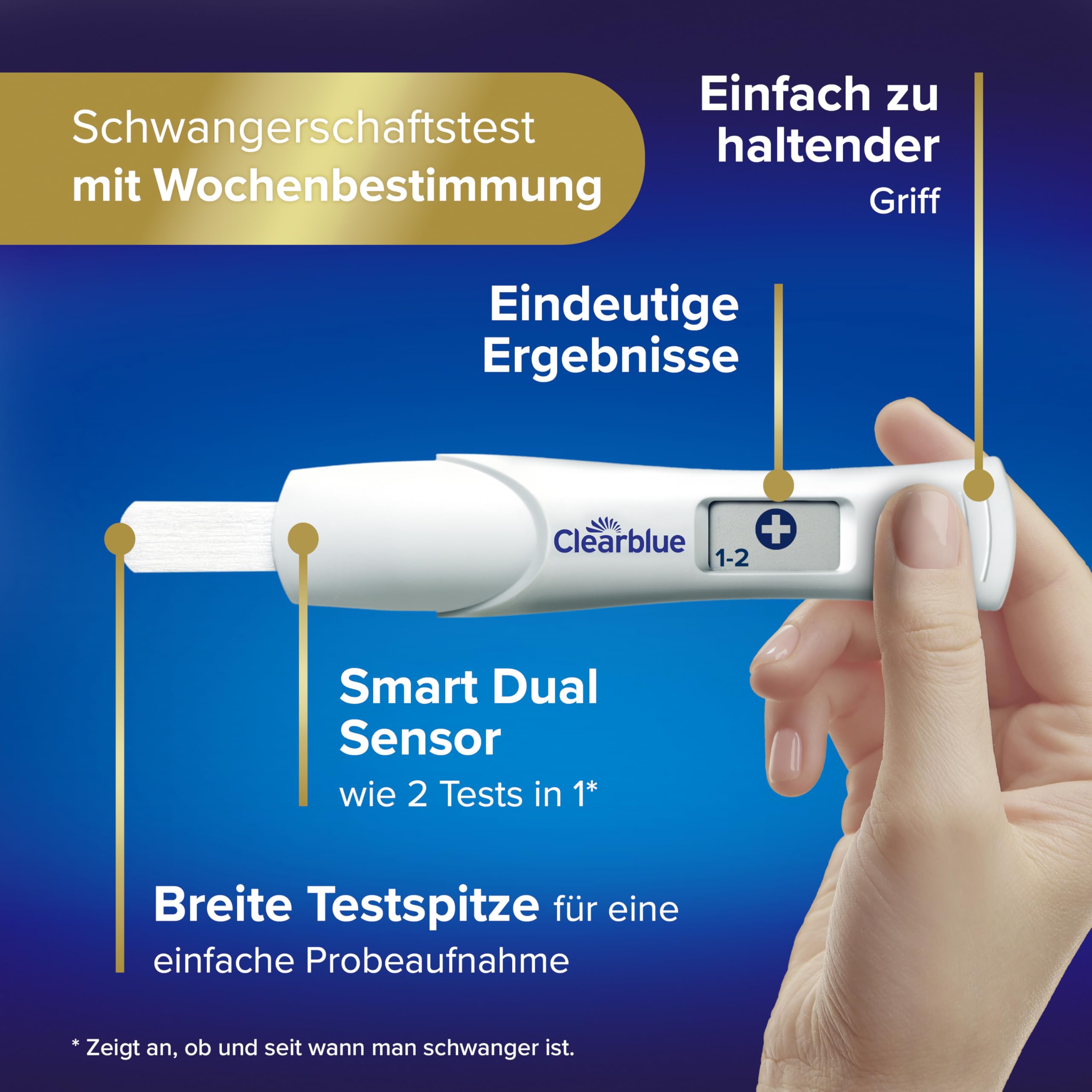 Clearblue Schwangerschaftstest 5x Früh-Check & Woche Bonus Pack, Ergebnisse 6 Tage früher (visuelle Teststäbchen) & mit Anzeige der Wochen (digitales Teststäbchen), 5 Tests (1 digital, 4 visuell)