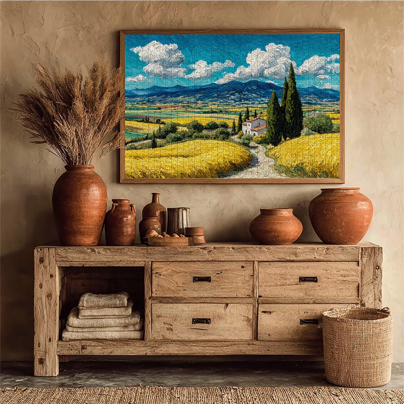 Campo Puzzle Madera, Paisaje Puzzle 3000 Piezas Adultos con Compact Box 122x81cm, Rompecabezas Desafiante, Juegos de Rompecabezas Creativos para Hombres Mujeres Adolescente, Regalos para niñas, U-9420