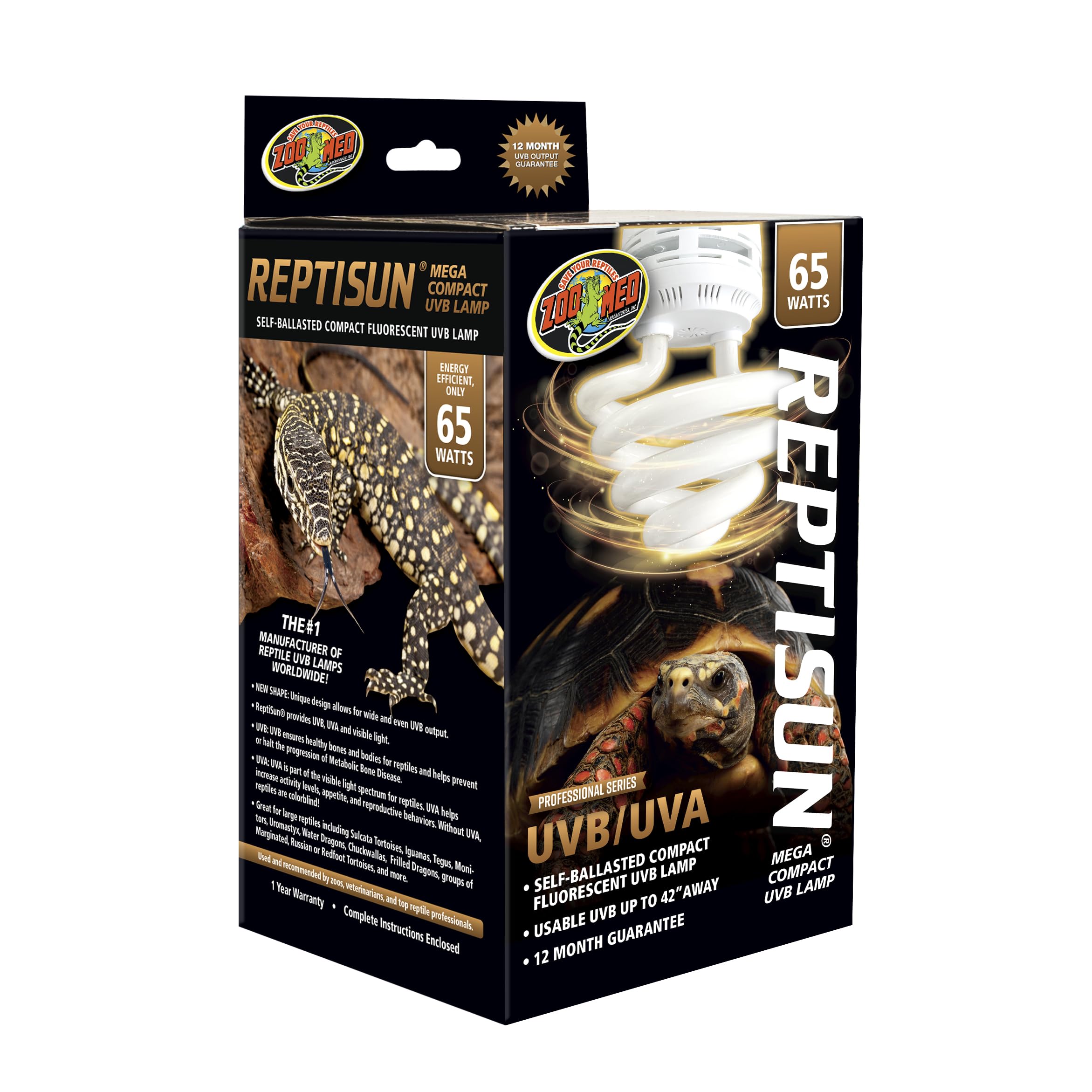 Zoo Med Reptisun Fluorescent UVB 65 W - Lampadina UVB compatta Fluorescente per terrari e rettilari, 65 W