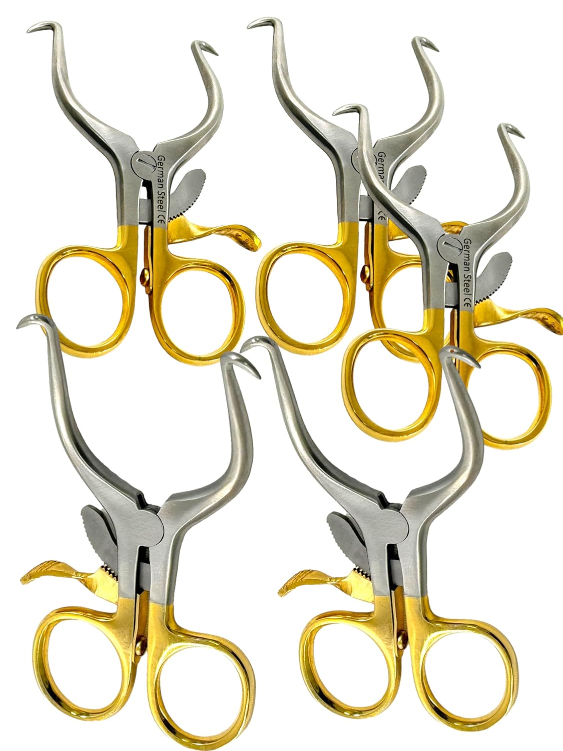 Peiatric Gelpi Retractor 3.5" Self-Retaining with Lock Ratcheting Mechanism Gold Rings Veterinary Retractor - German Stainless Steel (5)