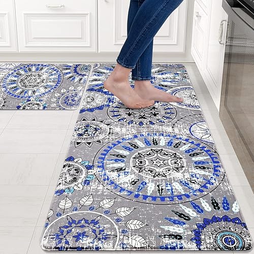 FRAMICS Alfombras y tapetes de cocina bohemios, acolchados, antifatiga, impermeables, antideslizantes, tapetes de cocina y alfombras de espuma