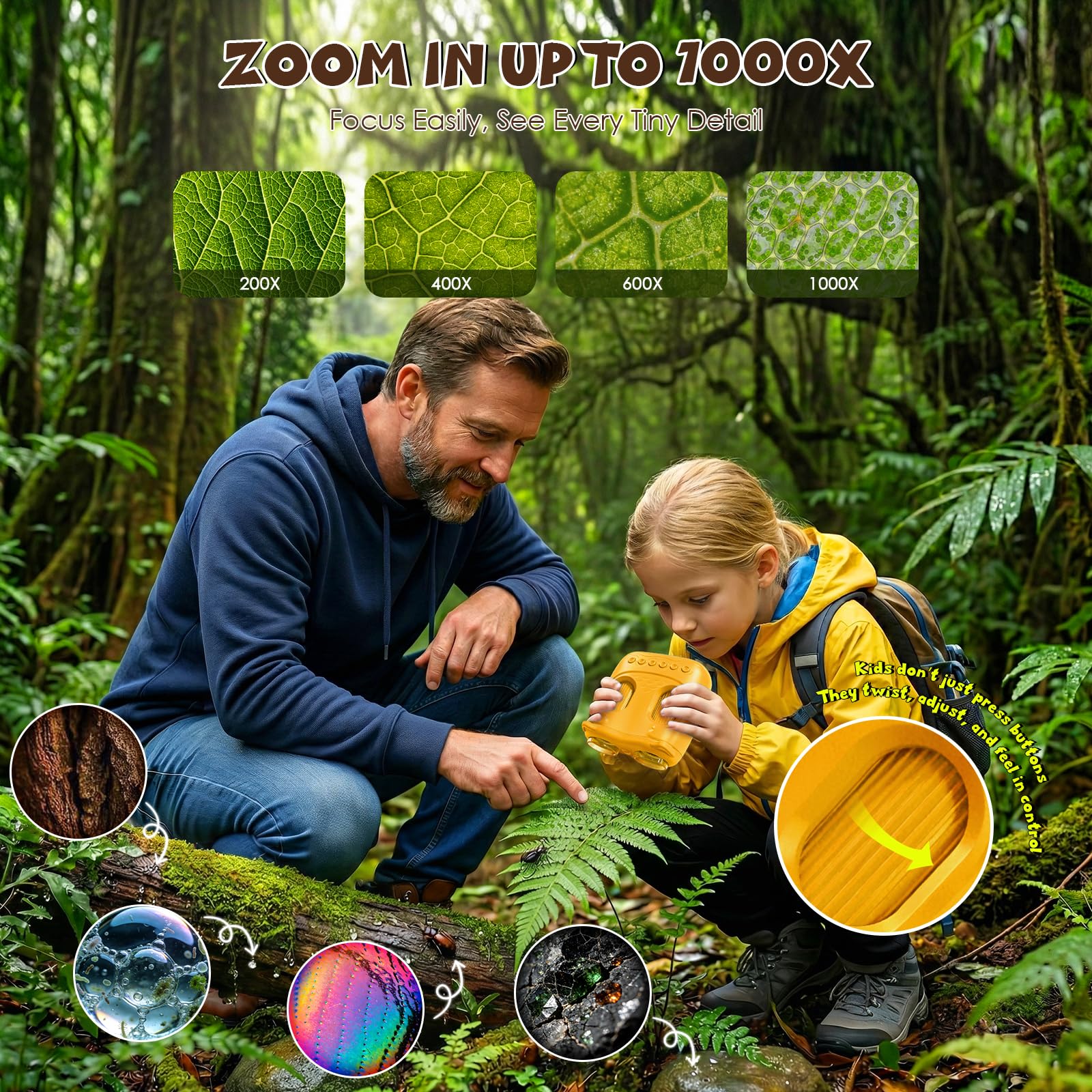 ARNSSIEN 2-in-1 digitales mikroskop für Kinder & Teleskop,1000X Kinder mikroskop Outdoor,1080p Foto/Video,Micro Macro Forscher, Geschenke Mädchen Jungen 6-10 Jahre,Inskam387