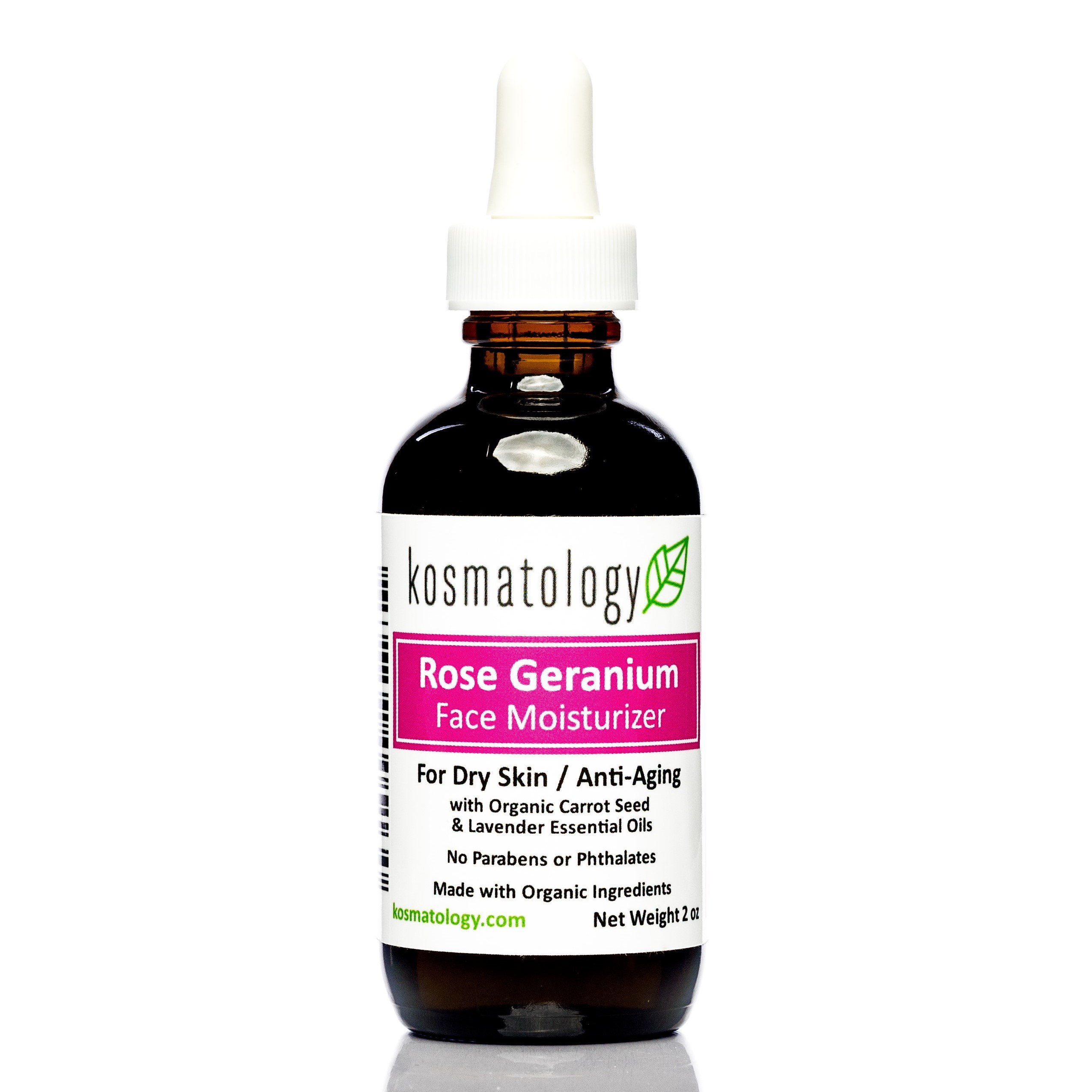 Rose Geranium Organic Facial Moisturizer | Anti-Aging Hydration for Dry & Sensitive Skin | Vegan & Cruelty-Free | 2 fl oz