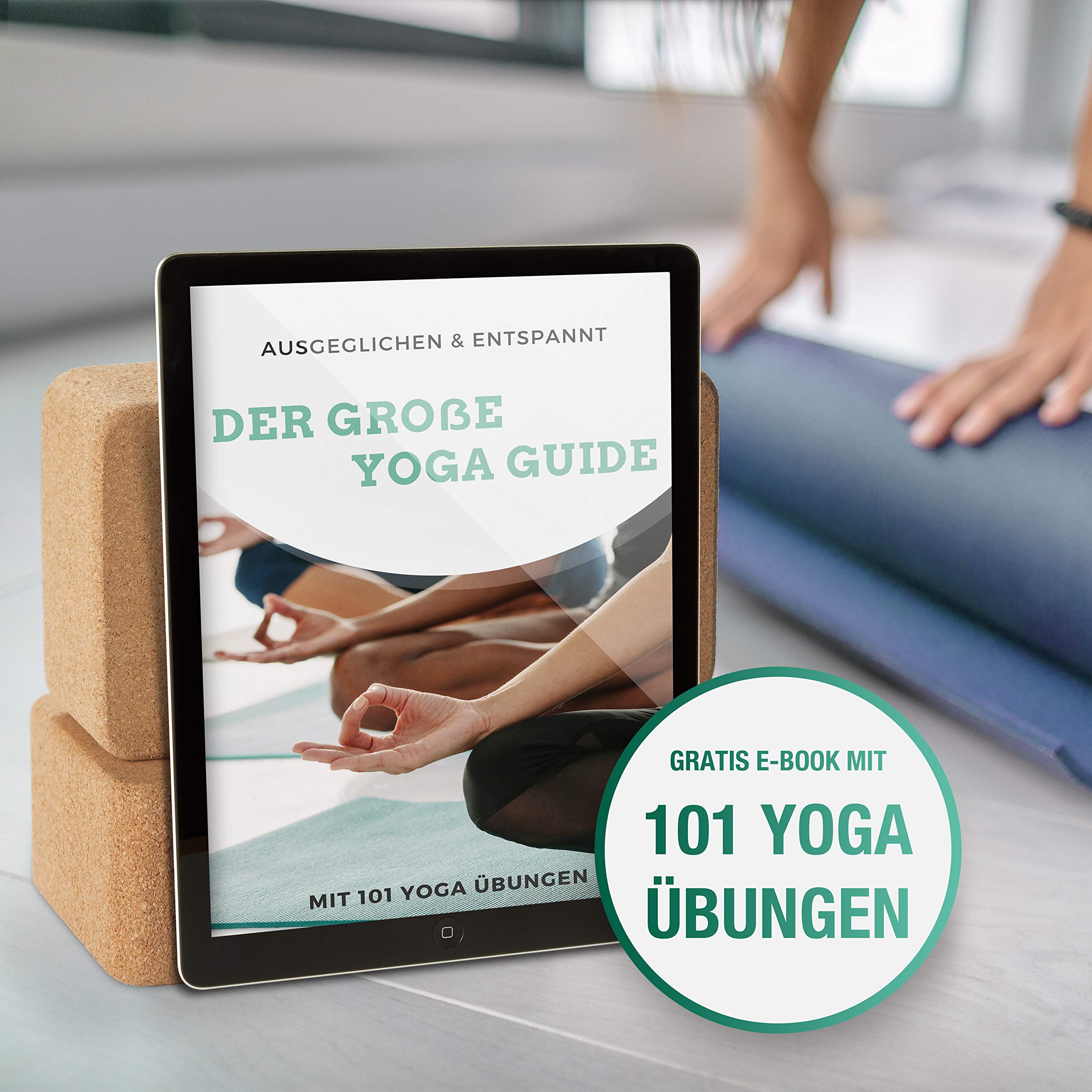 NAJATO Sports Yoga Block Kork 2er Set – Wahlweise mit Yogagurt – Yogablock inkl. E-Book (PDF Datei) – Yogaklotz für Pilates und Meditation – Aus natürlichem Material