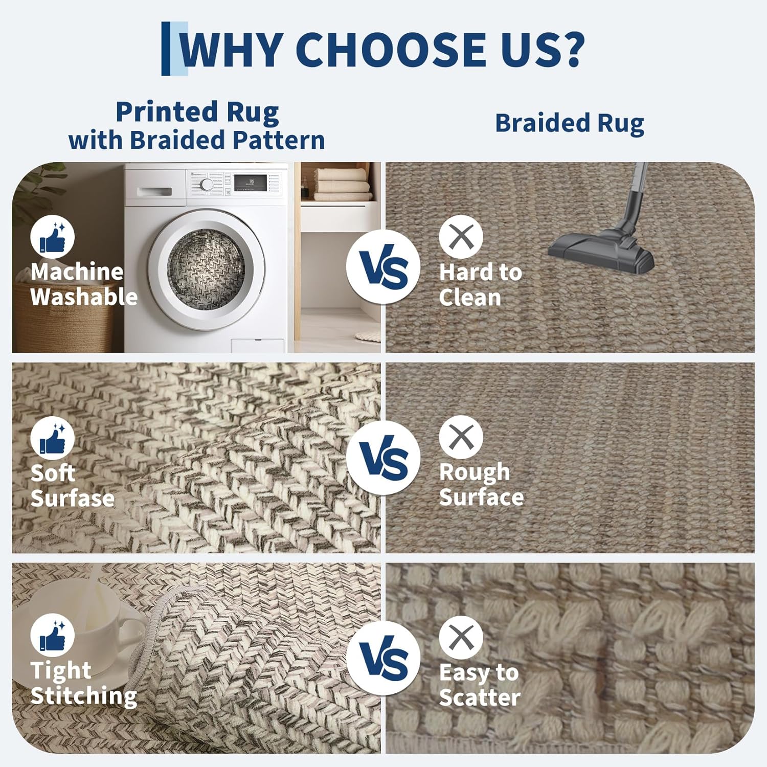 GarveeHome Printed Rug with Braided Pattern on it, Scalloped Washable Runner 2x8 Rugs for Entryway Non Slip Kitchen Runner Low Pile Hallway Rug Stain Resistant Carpet for Bathroom Laundry Room - Image 9