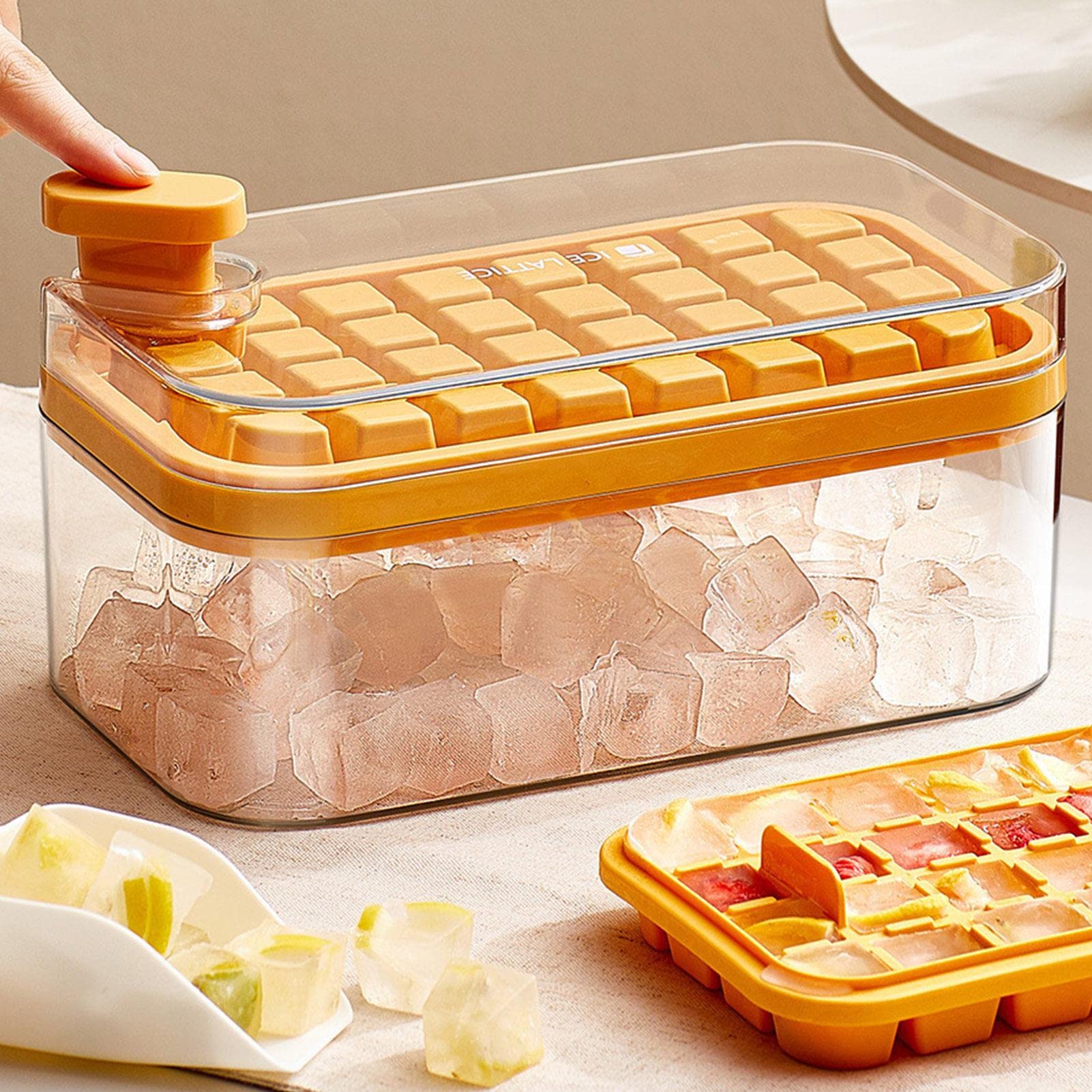 Ice Lolly Eiscreme-Form, Eiswürfelform mit Deckel – Aker Silikon Eiswürfel mit 32 Rastern leicht zu lösen, Eis-Eiswürfelform ini stapelbar aking Ice Chilling Cocktail Whisky Tee Kaffee (Color