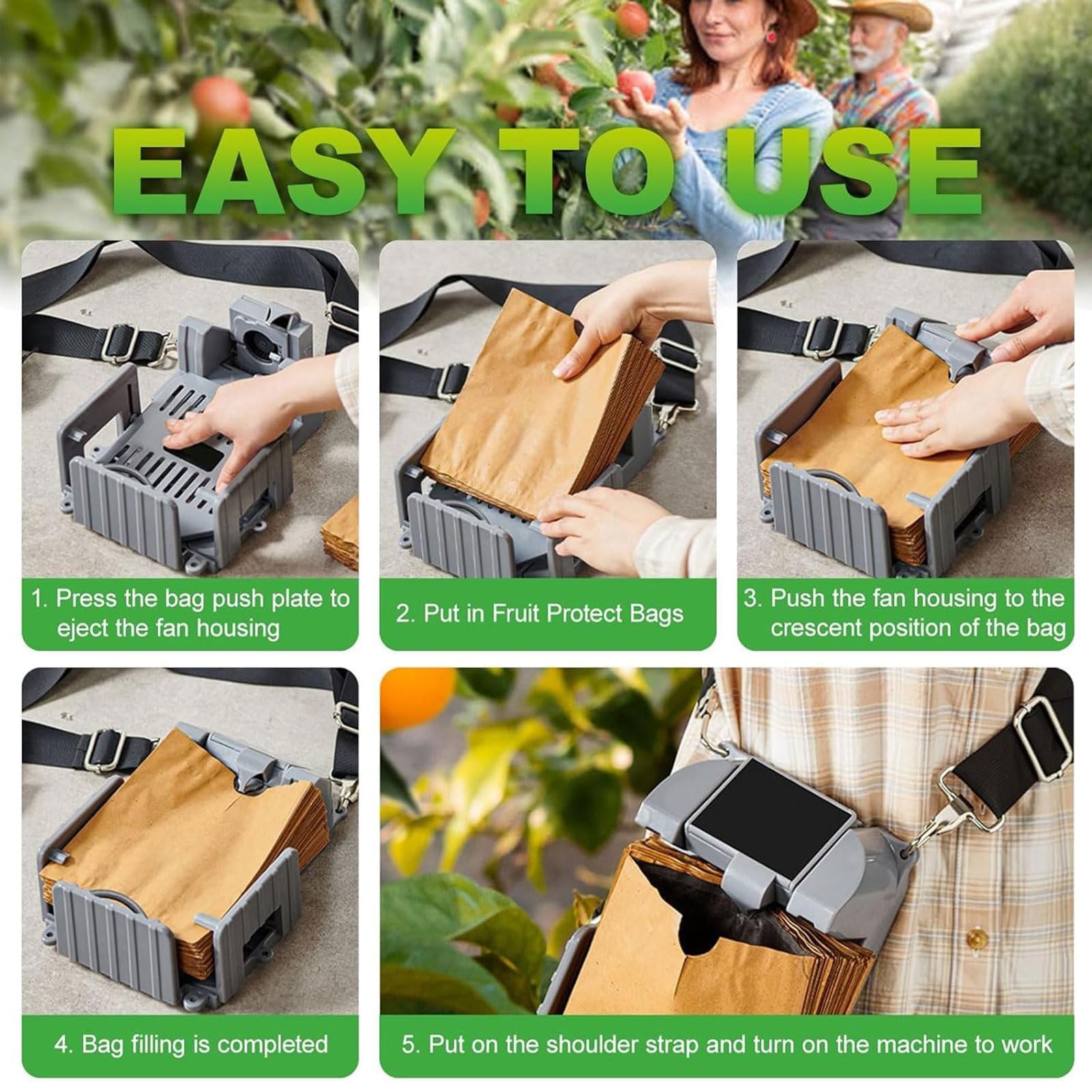 Máquina eléctrica de ensacado de frutas, herramienta ligera para huertos, soporte de embolsado automático, 15-20 bolsas/hora para cultivadores de frutas y entusiastas de la horticultura