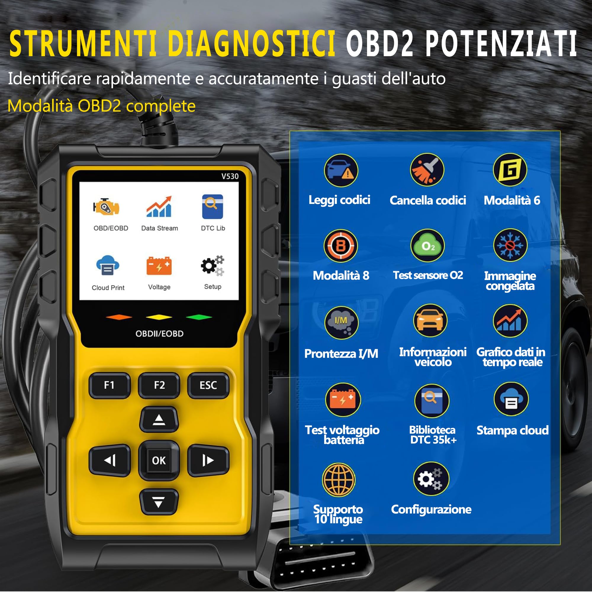 OBD2 Auto Diagnostica, 35900 Code Banca Dati, OBD Diagnostica in italiano, Adatto per Maggior Parte Auto