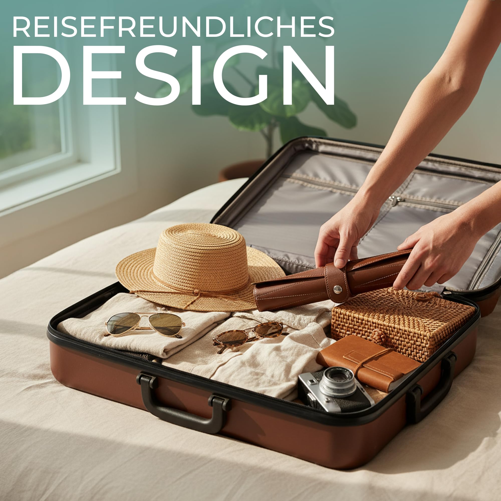 THENK Reise Backgammon – Edles Rollbares Backgammon Spiel aus Premium Kunstleder – Kompaktes Reisespiel mit Spielsteinen & Würfeln – Leicht und perfekt für Urlaub & Outdoor