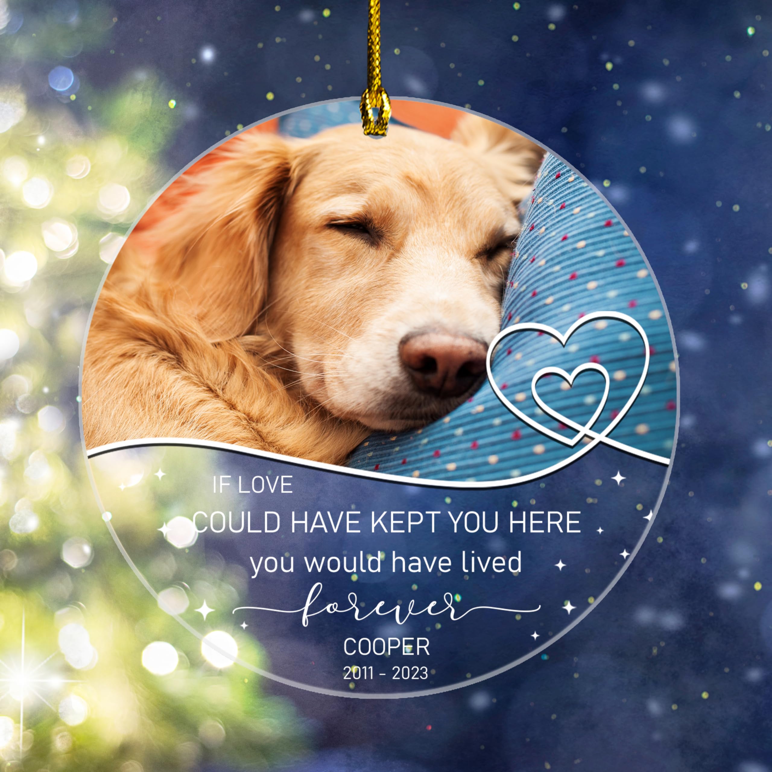 MAHOMAY Personalized Dog Memorial Ornament with Photo, Personalized Dog Ornament, Gift for Dog Mom, Pet Acrylic Ornament, Custom Pet Memorial Keepsake