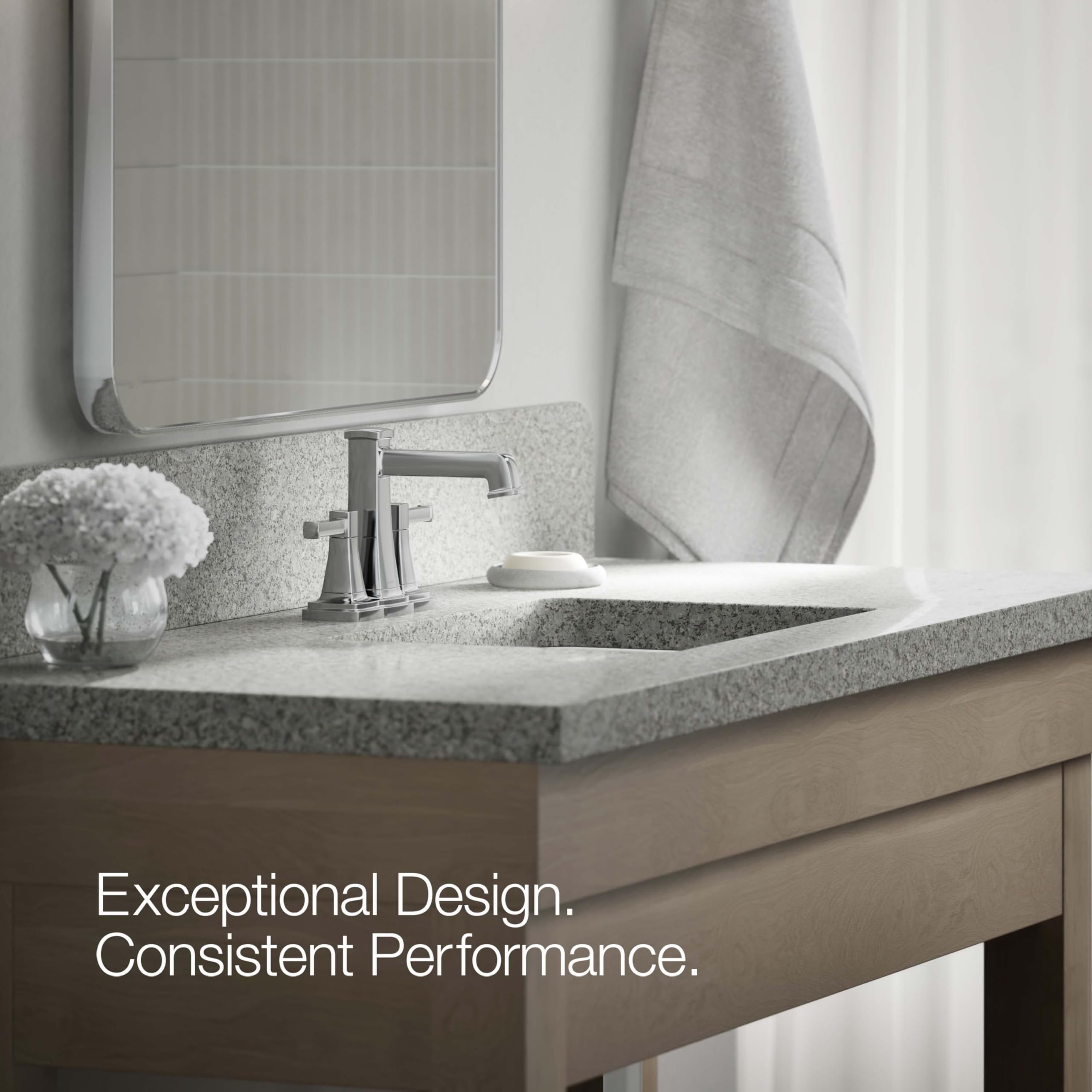 Kohler K-27398-4N-CP Riff Centerset bathroom sink faucet, .5 gpm