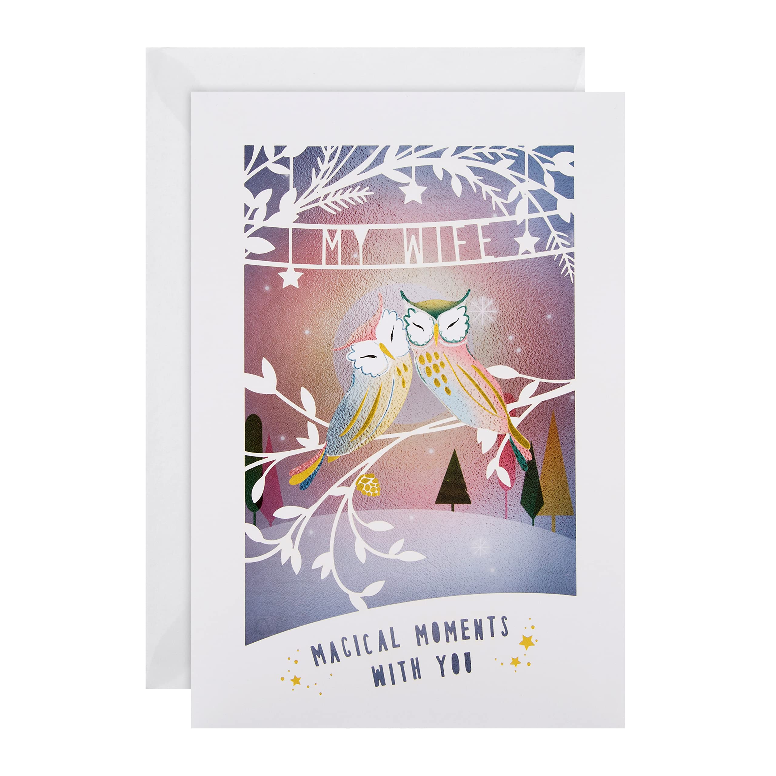 Hallmark Christmas Card for Wife - Traditional 3D Shadowbox Design, Owl 3D Shadowbox Card, 22.1 cm by 15.2 cm by 2.5 cm - Image 2