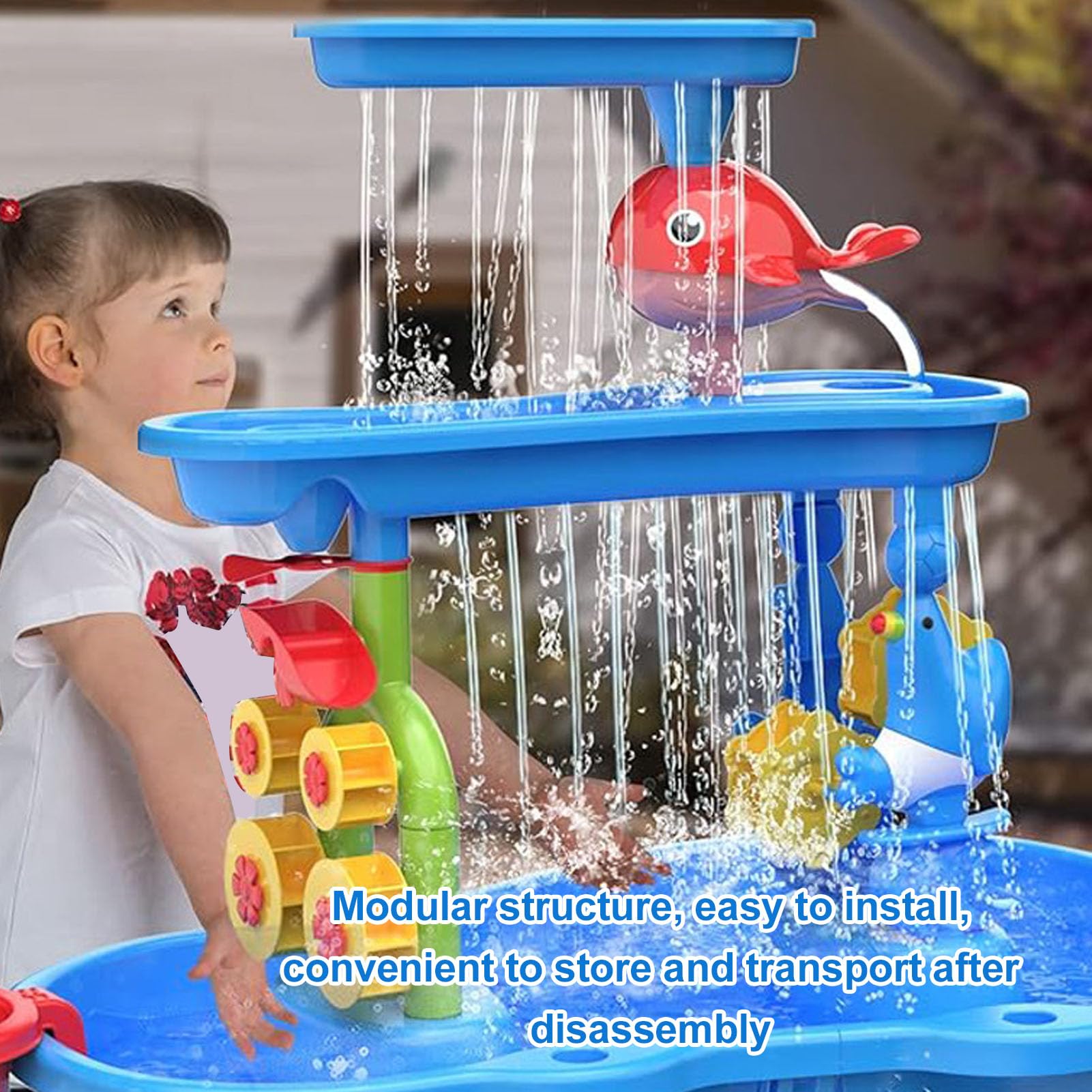 Fockety Wassertisch für Kleinkinder, 3-stufiger Wassertisch, für ab 18 Monaten