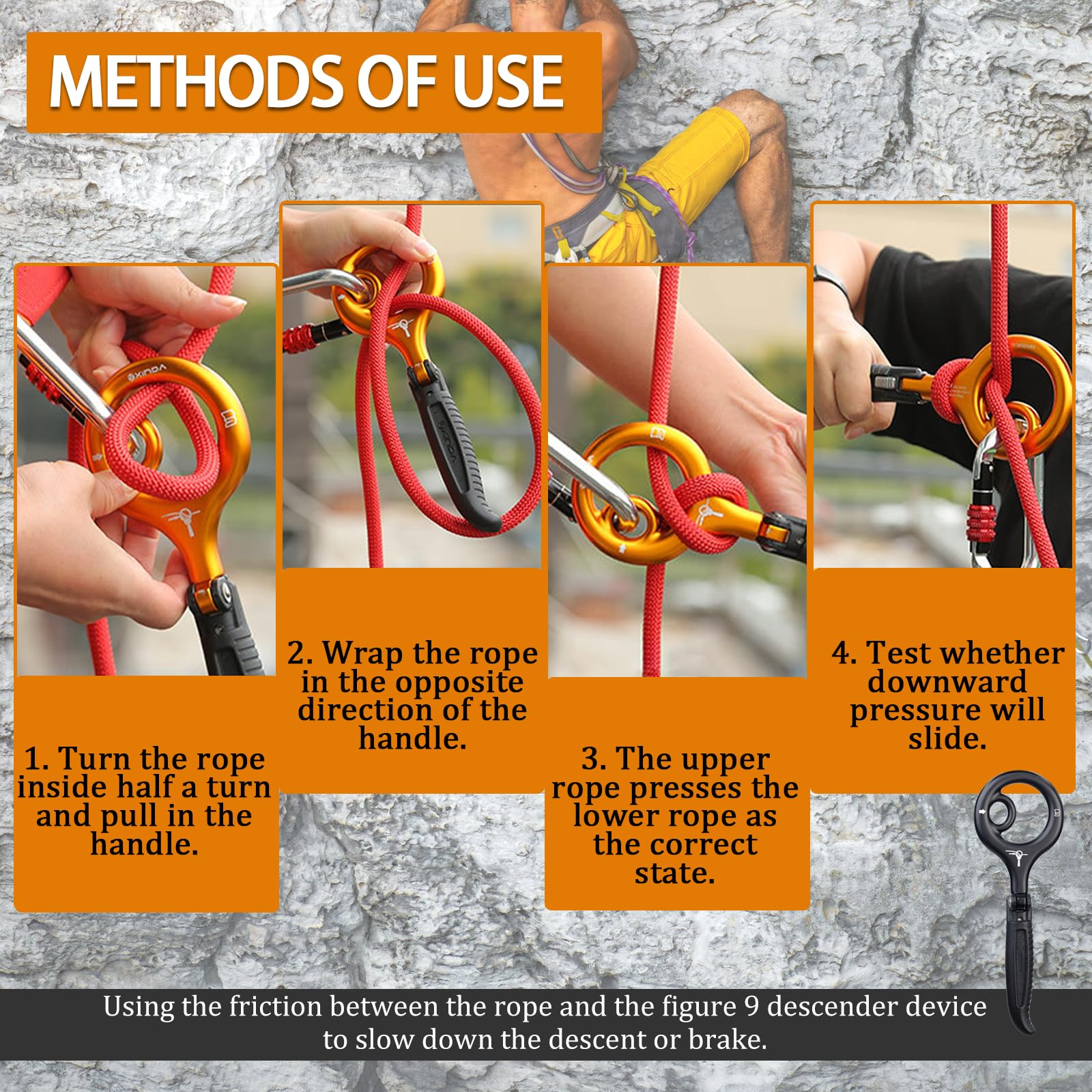 Buy Lixada 35KN Rescue Figure 8 Descender Outdoor O-ring Hook Rappel Device For Rappelling At