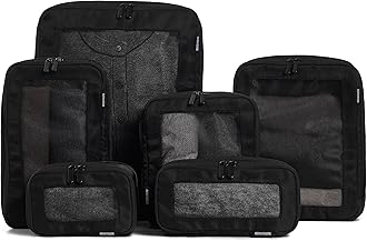 Aerotrunk Compression Packing Cubes for Suitcases & Extended Trips, 4 to 7 Day Journeys (6-Pack, Black)