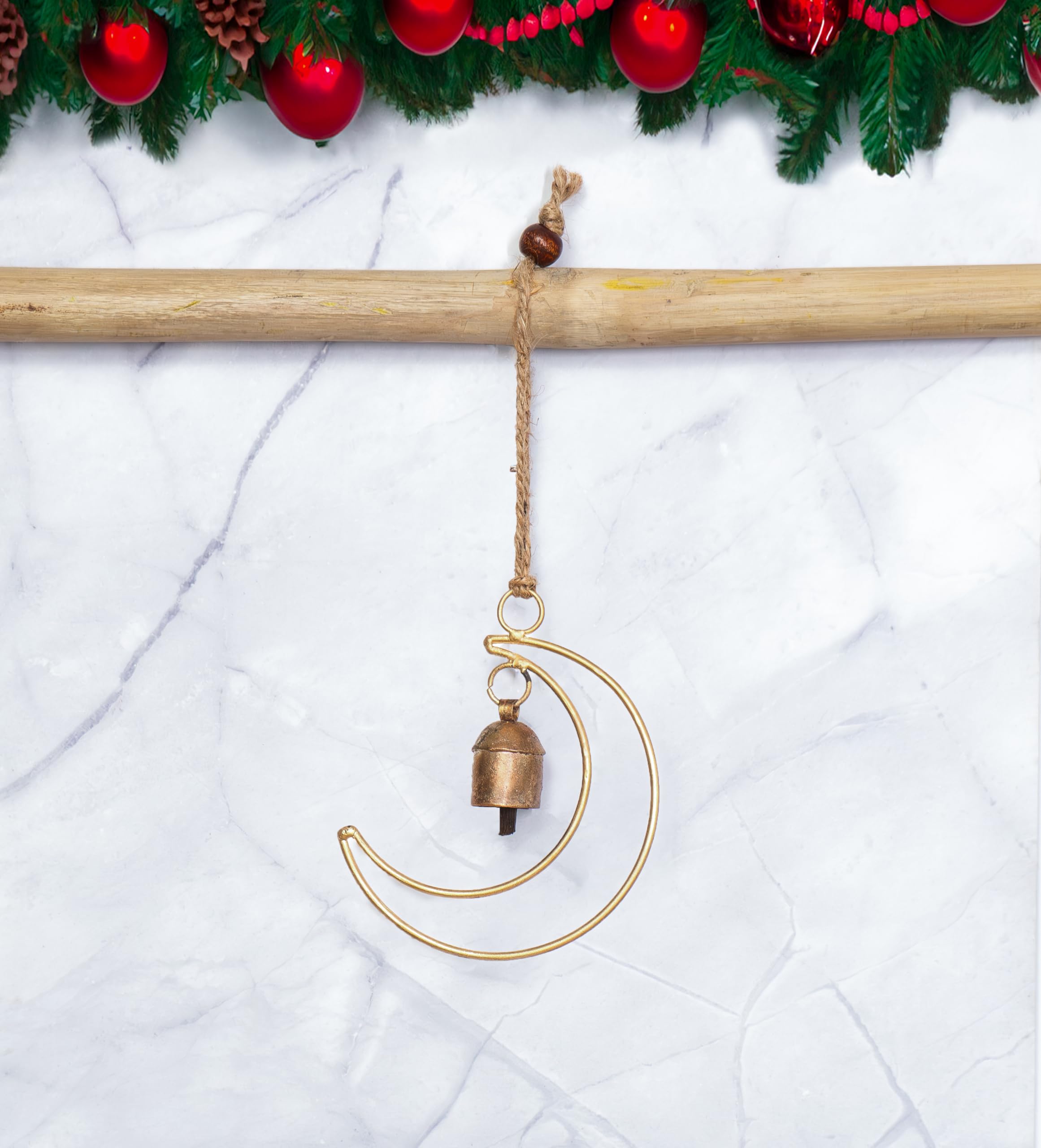 LIMBAD Handmade Christmas Metal Bells for Decorative Classic Festival Ornaments Ideal for Trees,Wreaths, Garlands Home Decor (Moon)