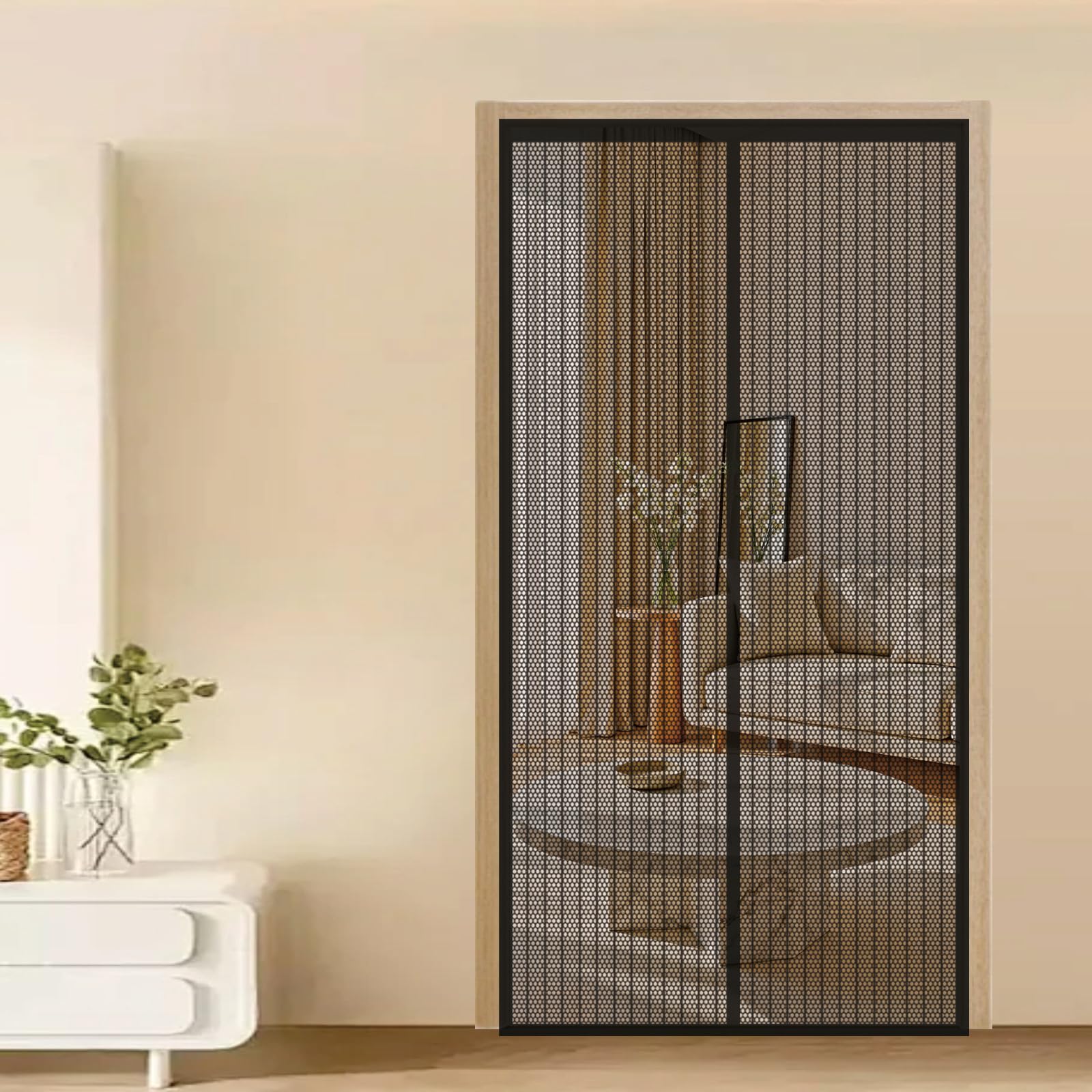 Rideau anti mouche 122x264 cm noir avec fermeture aimantée pour porte