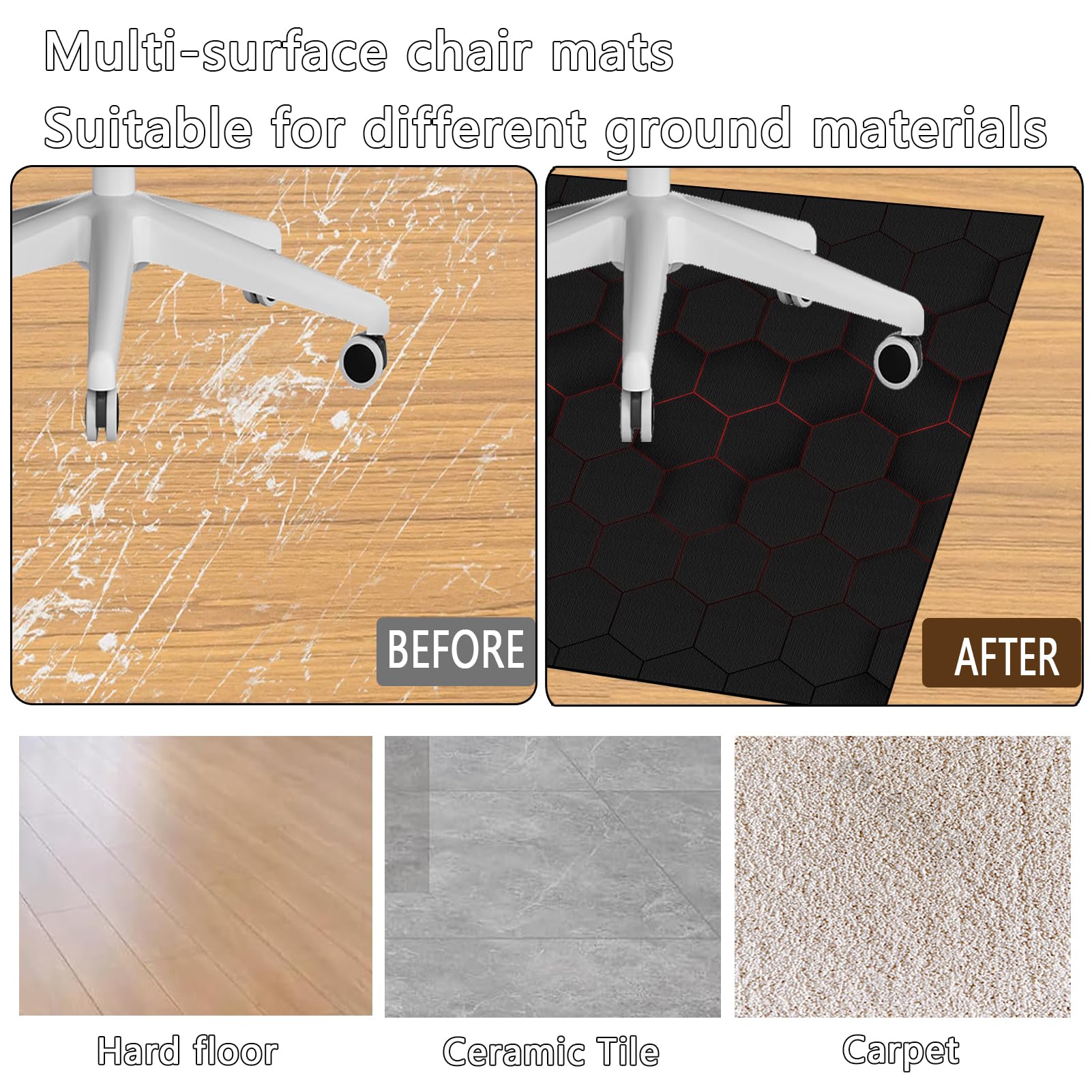 RxueSug Floor Protector Mat for Office Home Computer Gaming Chair Mat Carpet Protector Chair Mat Large Office Chair Mat for Hard Floor Non-slip Desk Chair Mat for Carpet Floors 150 x 180 cm - Image 4
