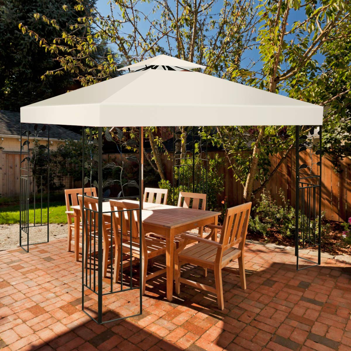 COSTWAY Tetto di Ricambio per Gazebo da Giardino Copertura di Ricambio Gazebo 3 x 3 m (Beige)