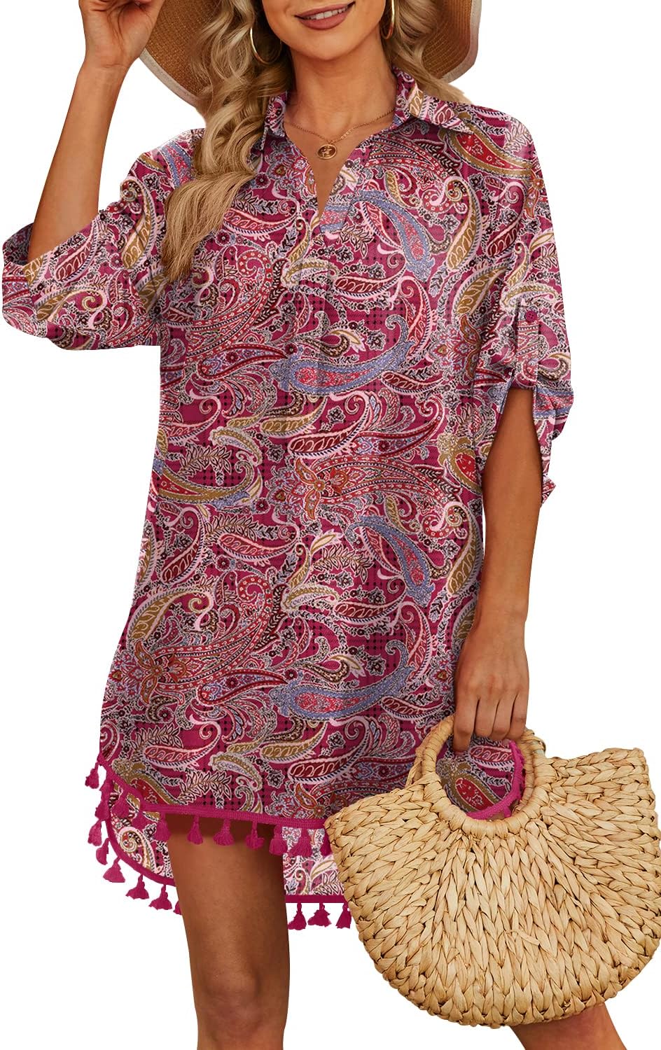 Yincro Women Swimsuit Cover Up Shirt 2026 Tassel Beach Bathing Suit for Swimwear Bikini Dress
