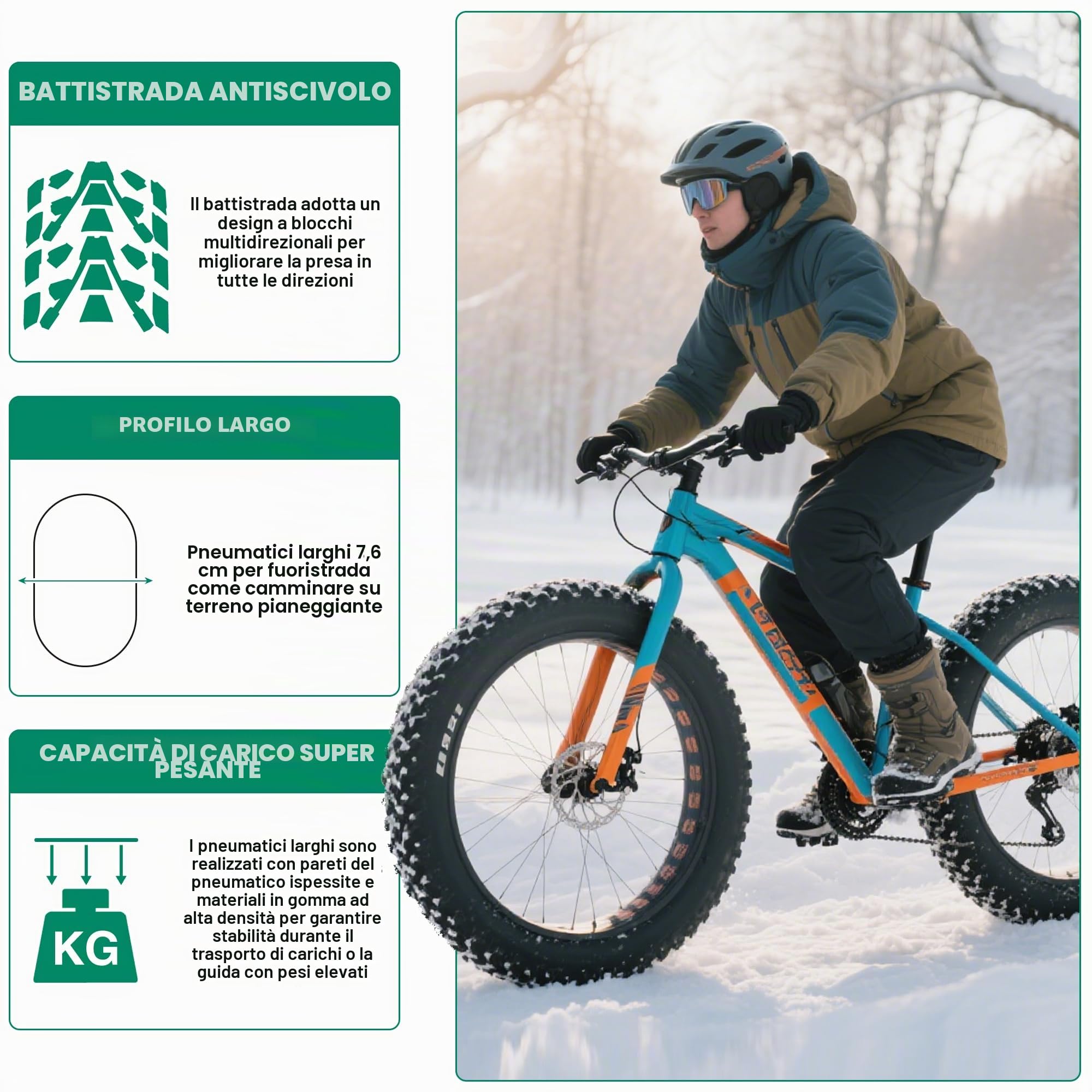 Pneumatici da bicicletta Fat E-Bike- Tires75-305/75-406/75-559 con profilo antiscivolo per biciclette elettriche
