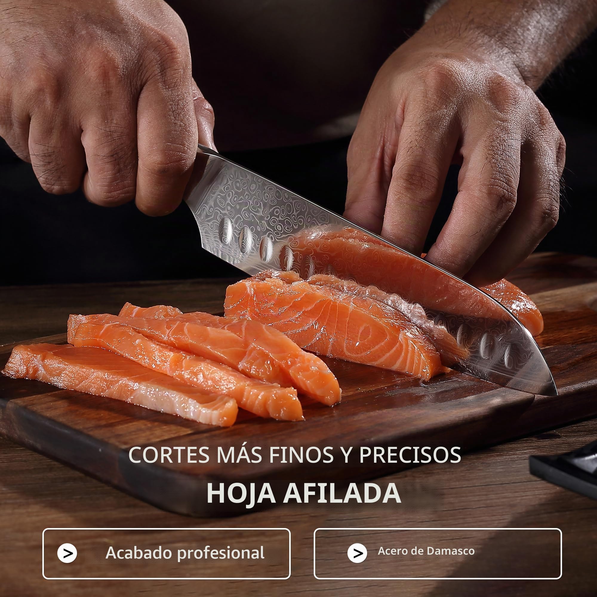 PAUDIN Cuchillo Santoku Damasco 17 cm, cuchillo de cocinero ultra afilado de 67 capas de acero Damasco con alma japonesa VG10, cuchillo de cocina profesional con mango ergonómico G10