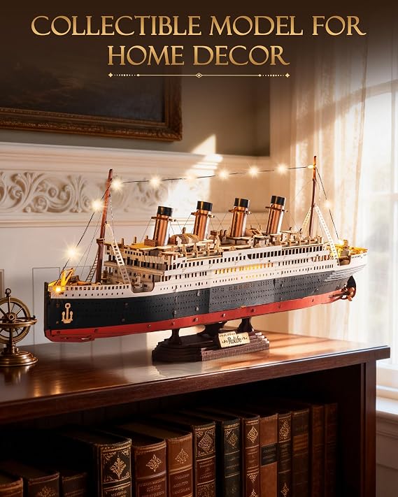 Rolife 3D Wooden Puzzle Titanic Model Ship Kit 19.5 433Pcs LED