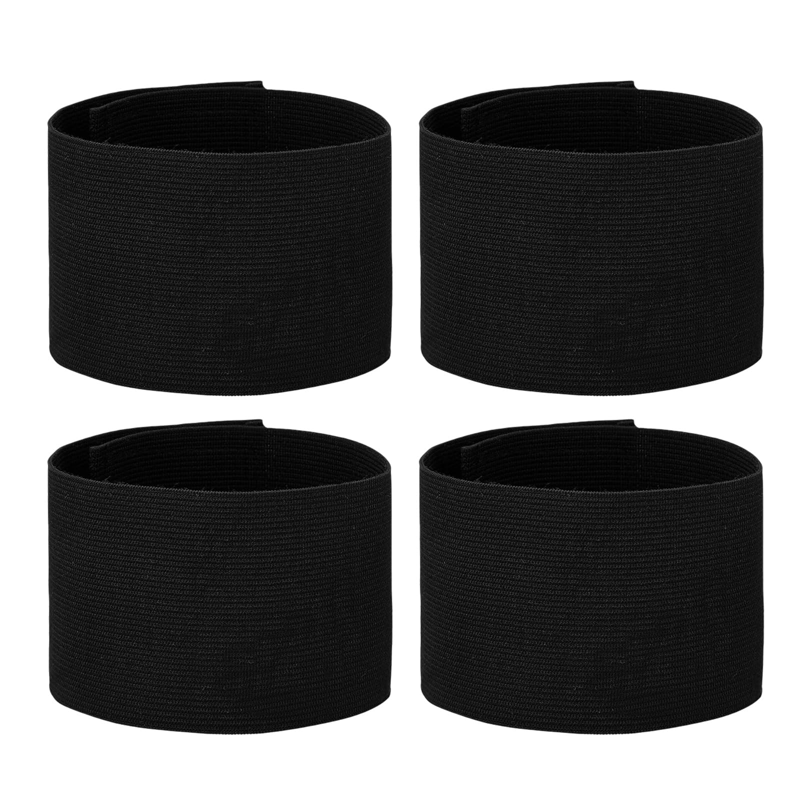 PureSphere 4 Pack Black Captain Armbands, Adjustable Elastic Team Leader Arm Bands with Hook & Loop Closure, Durable Sports Armbands for Football Rugby Basketball & All Team Sports
