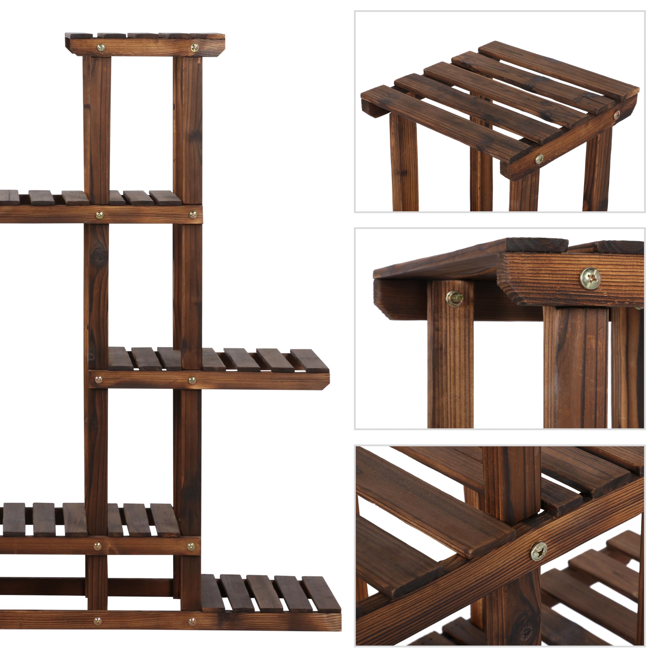 Yaheetech Estanteria para Plantas de Madera para 12-13 Plantas Soporte Plantas Interior/Exterior Soporte de Macetas Estante Decorativa de Escalera de Macetas para Jardín Salón Balcón