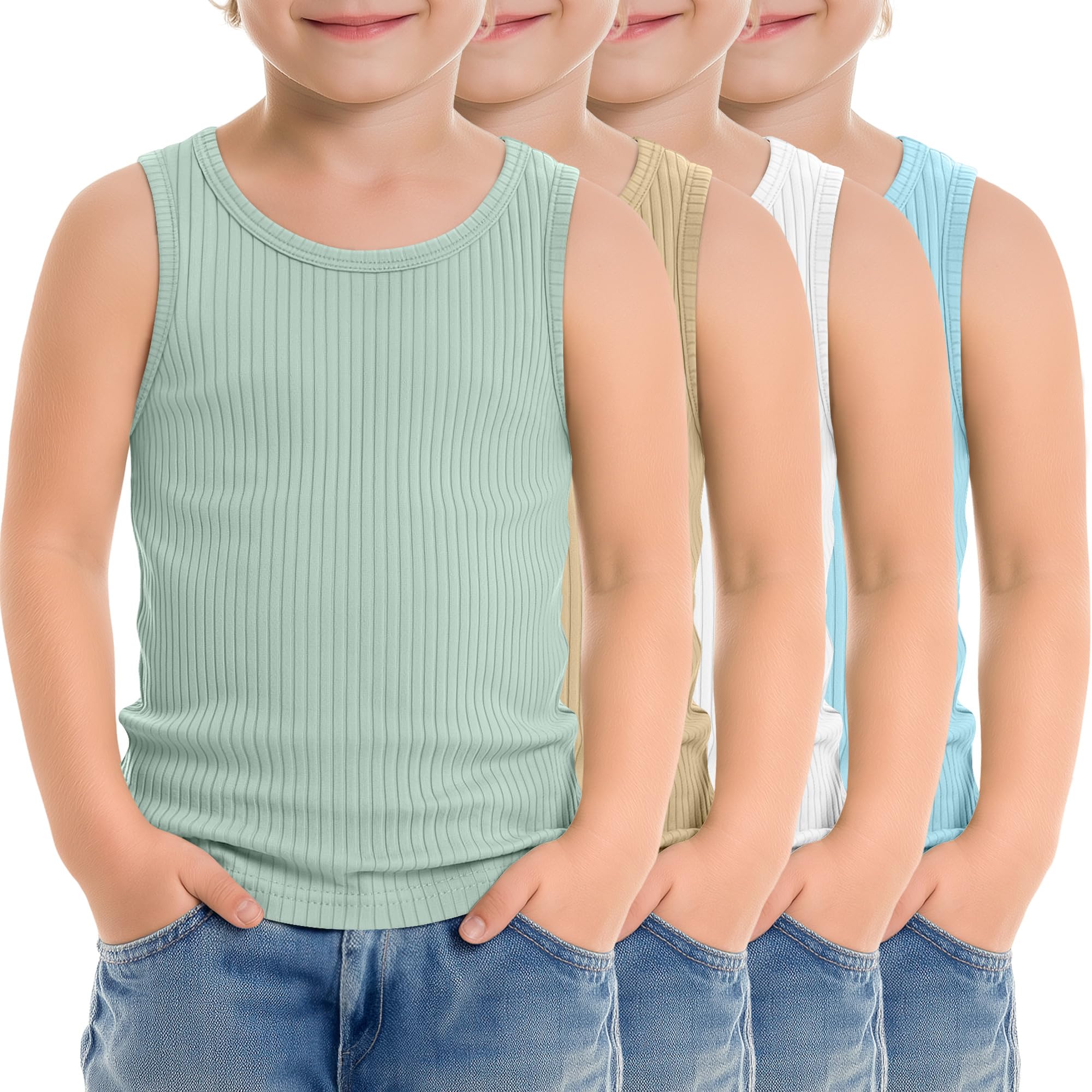 4 Pack Toddler Boys Cotton Tank Tops