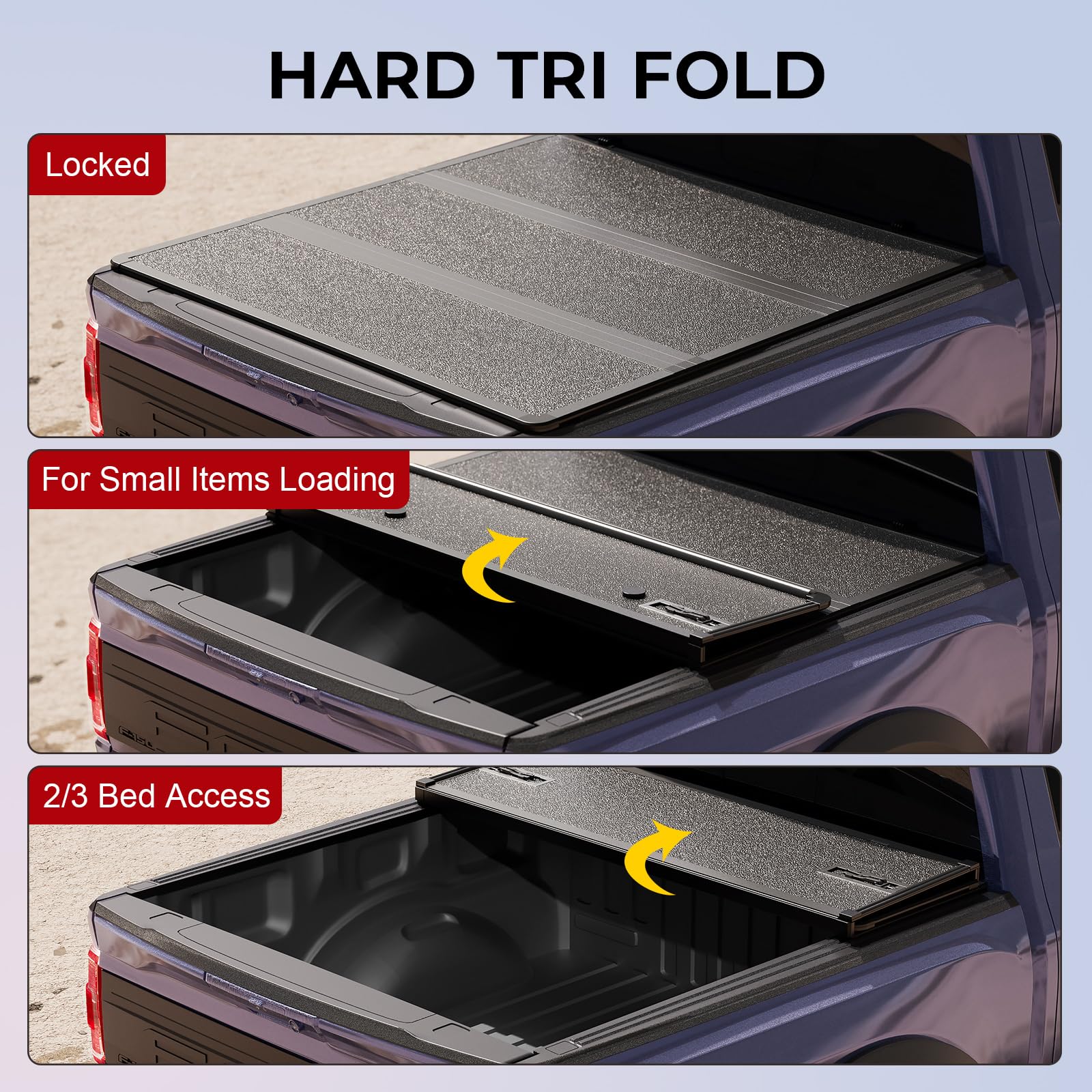 FRP Hard Tri-Fold Truck Bed Tonneau Cover Fit For Honda Ridgeline 2017...