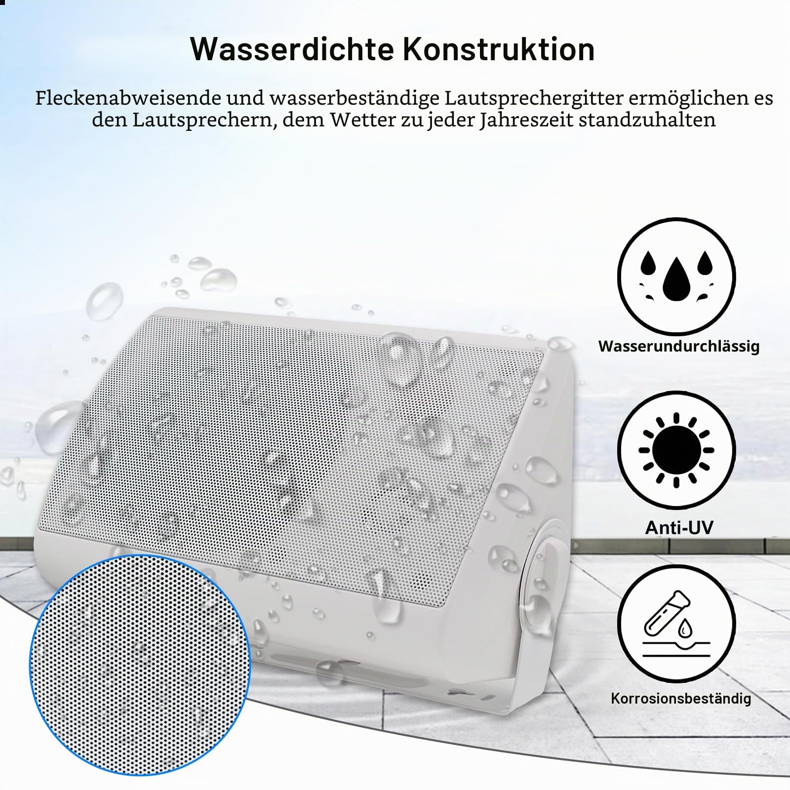 STUDIOFINIX 5,25 Zoll 600 Watt Wasserdicht Außenlautsprecher Outdoor-Lautsprecher Kompatibel mit Bluetooth für Garten, perfekt für Terrasse, Veranda, Restaurant, Home (4 Lautsprecher)