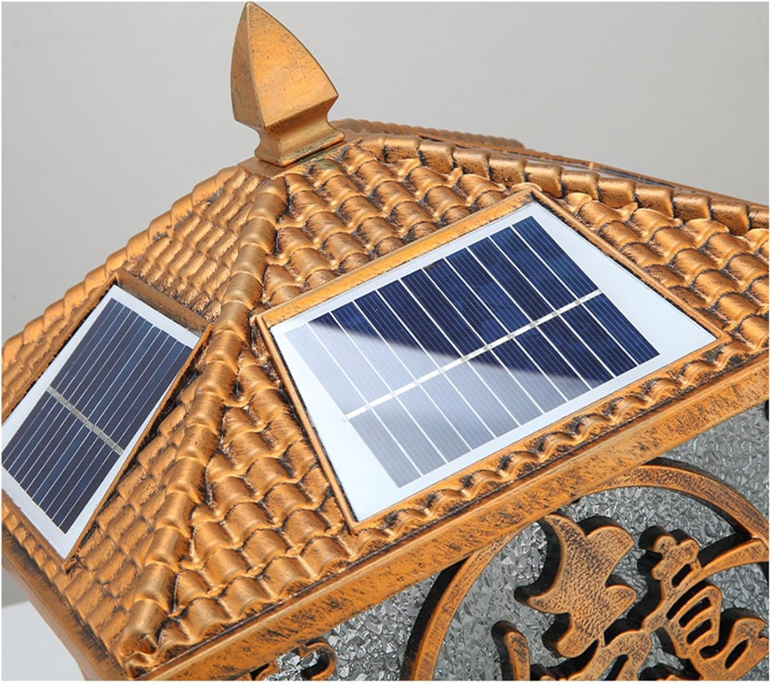 Zewnętrzna lampa filarowa Wodoodporna lampa filarowa solarna Zewnętrzna lampa ogrodowa Oświetlenie kanałowe do dekoracji krajobrazu(Bronze,40CM)