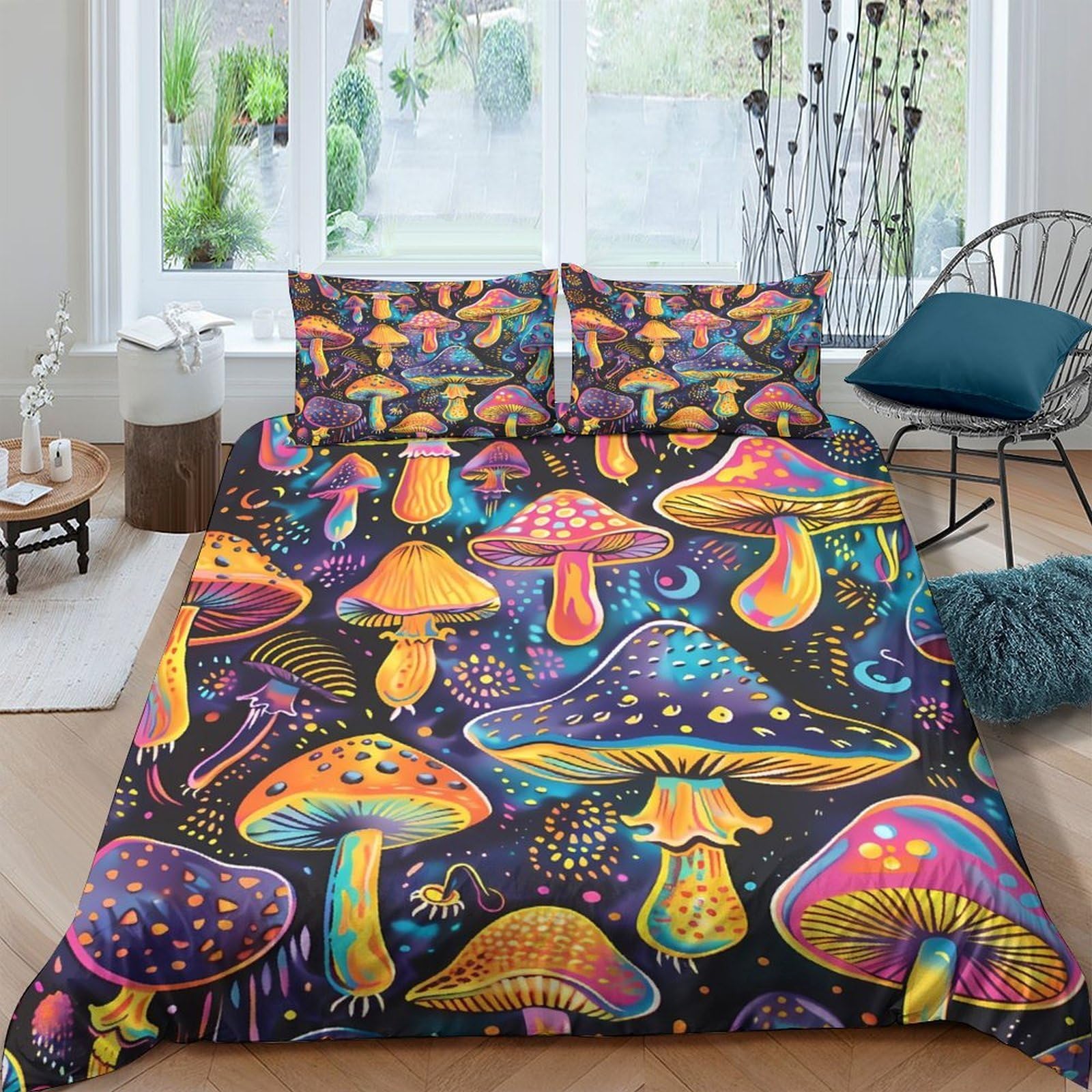Ctjqhvkz Style-6 3D Printed Psychedelic Mushroom Fitted Sheet Microfiber Soft Colorful Toadstool Bed Cover For Bedroom Home Dorm Mattress Protection Decor Single（135X200cm）