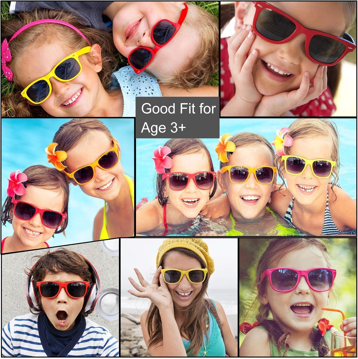 GINMIC Kids Sunglasses Party Favors, 12Pack Neon Sunglasses for Kids, Boys and Girls, Great Gift for Birthday Party Supplies, Beach, Pool Party Favors, Fun Gift, Party Toys