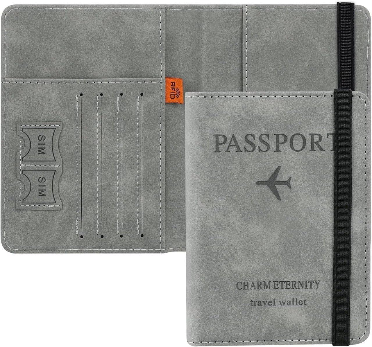 Leather Passport Holder - Debit Card Cover with RFID Blocking Multifunctional Leather Passport Wallet for Men and Women | Passport Card Case Travel Wallet Cards Pouch Document Holder-image-47